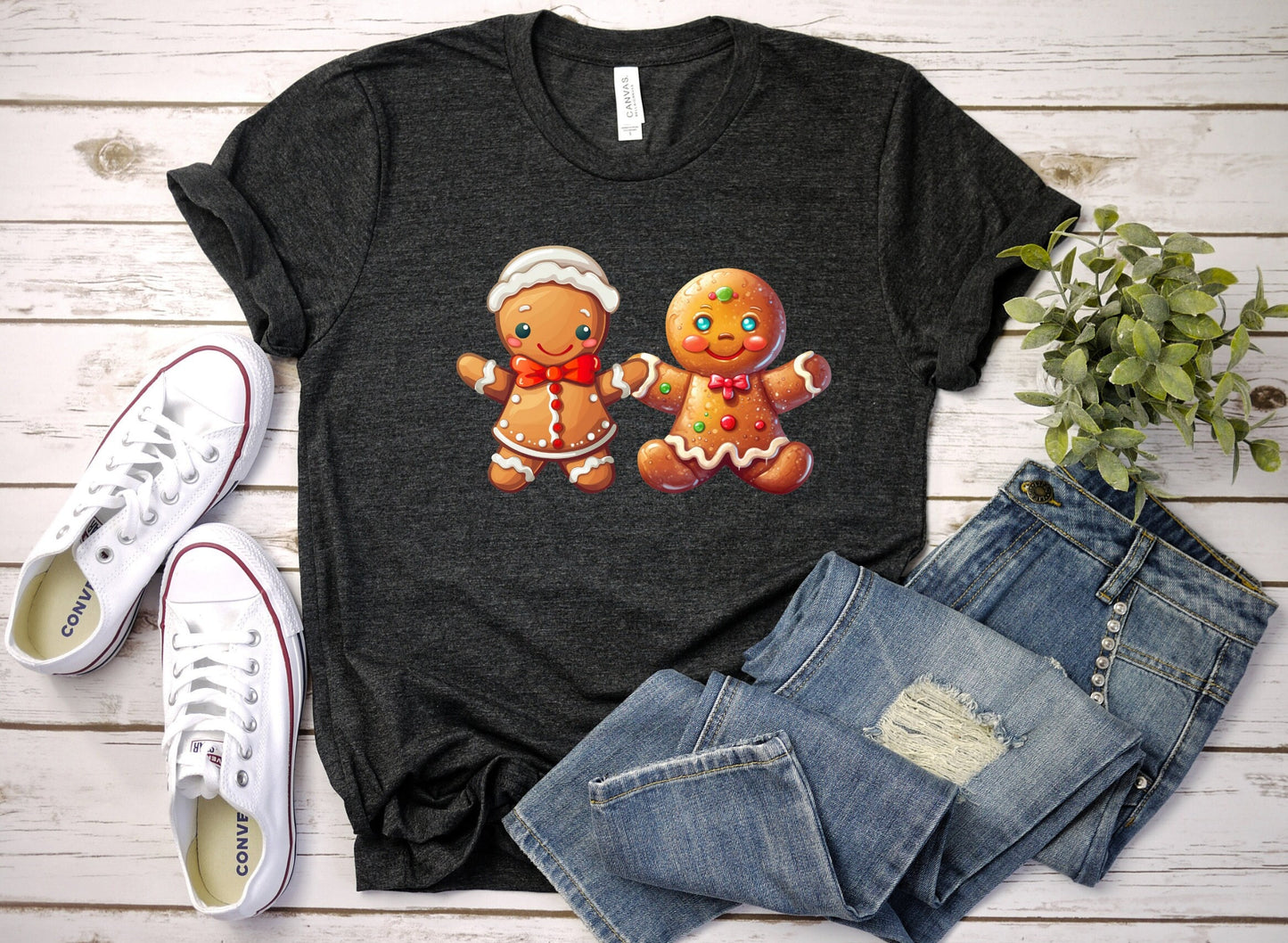 Gingerbread Man and Woman T-Shirt, Perfect Holiday Cheer Tee, Gift Shirt of Christmas Spirit, Cute Xmas Shirt for Family and friends