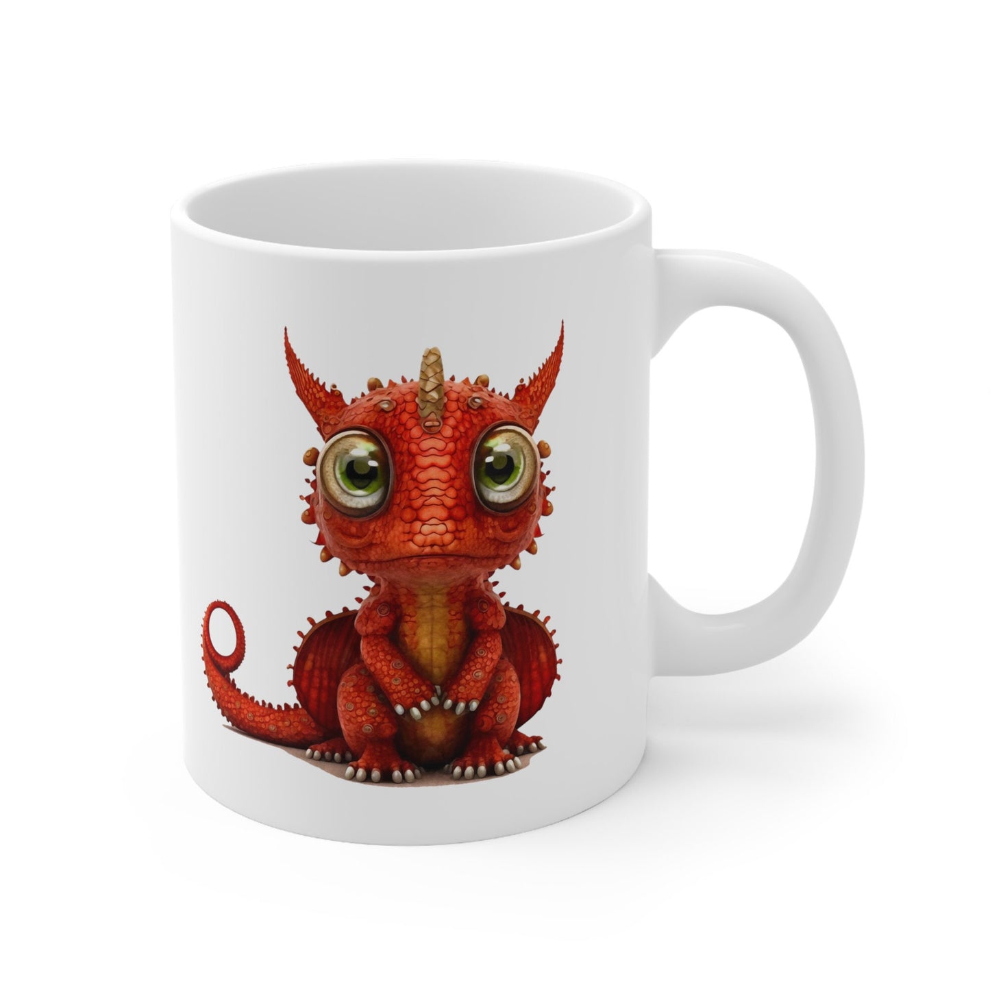 Ruby red Adorable Baby Dragon Coffee Mug, Heart of a Dragon Mug, White Ceramic Mug for Dragon Lovers, Gift Mug for your Dragon Spirit