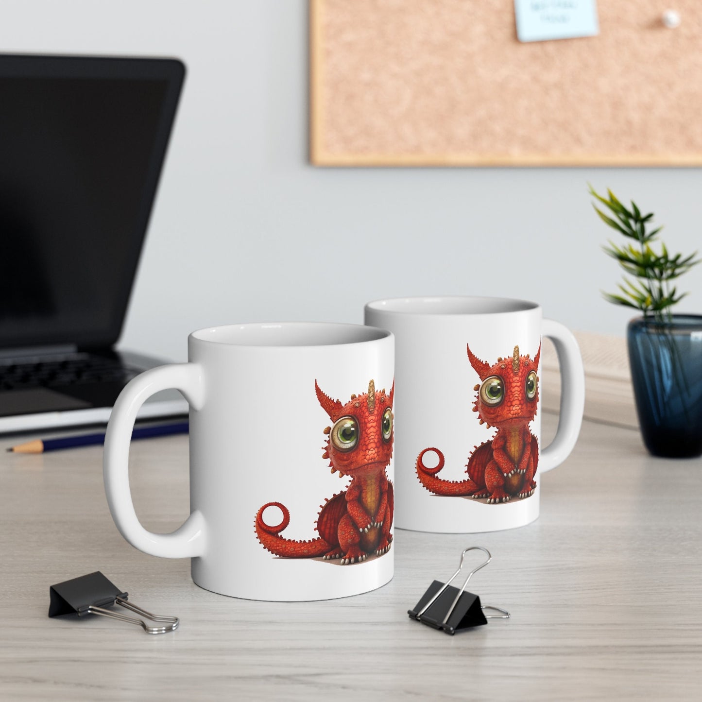 Ruby red Adorable Baby Dragon Coffee Mug, Heart of a Dragon Mug, White Ceramic Mug for Dragon Lovers, Gift Mug for your Dragon Spirit