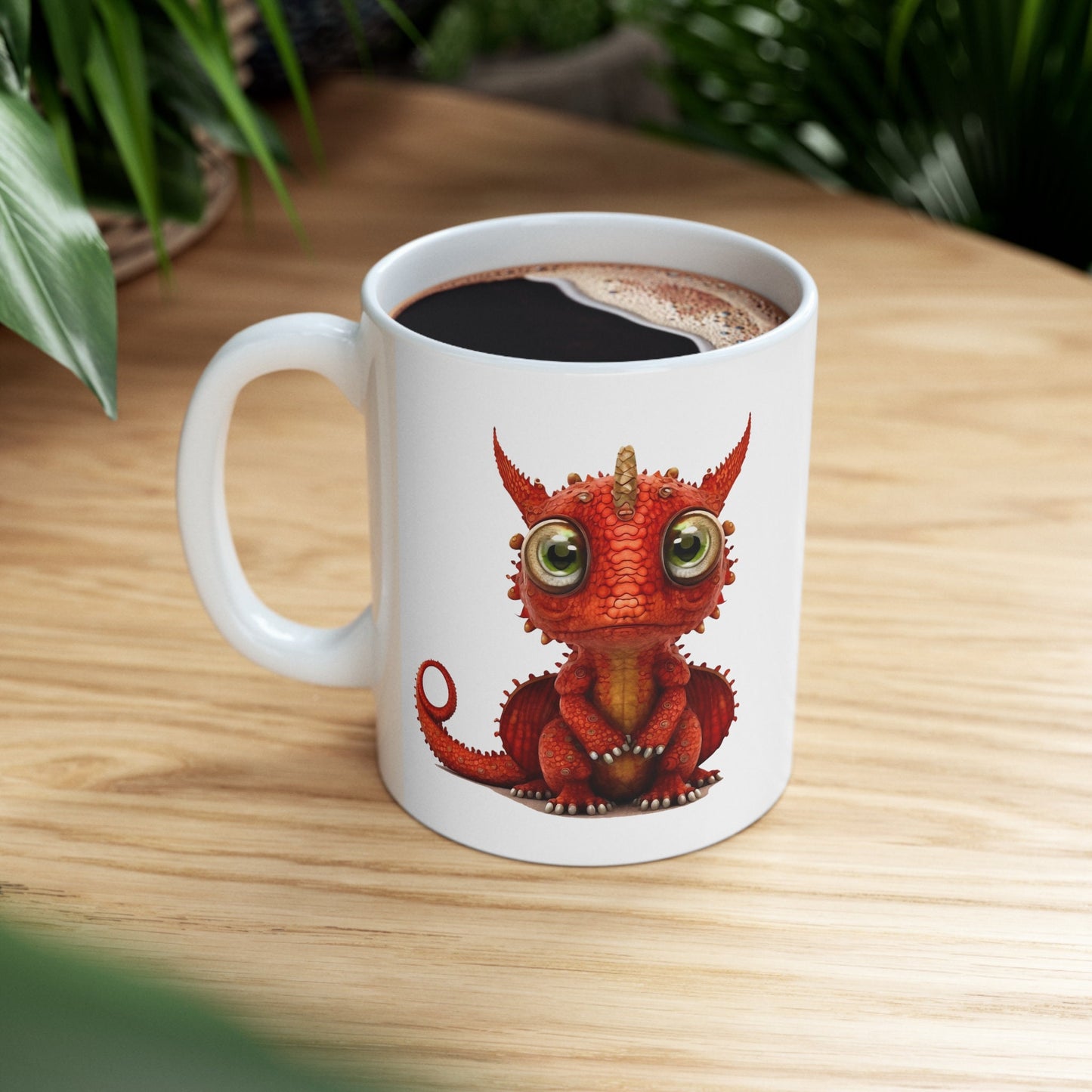 Ruby red Adorable Baby Dragon Coffee Mug, Heart of a Dragon Mug, White Ceramic Mug for Dragon Lovers, Gift Mug for your Dragon Spirit