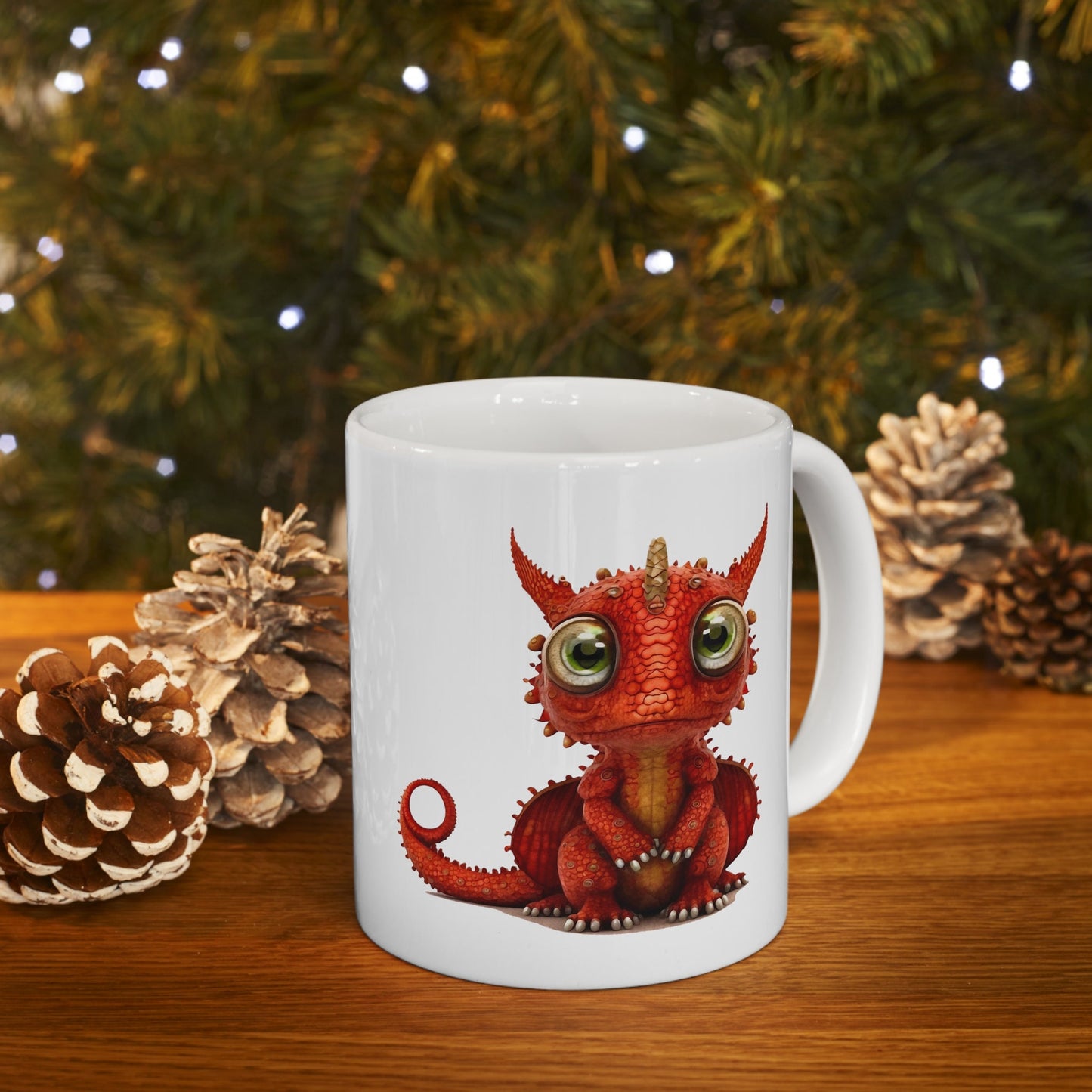 Ruby red Adorable Baby Dragon Coffee Mug, Heart of a Dragon Mug, White Ceramic Mug for Dragon Lovers, Gift Mug for your Dragon Spirit