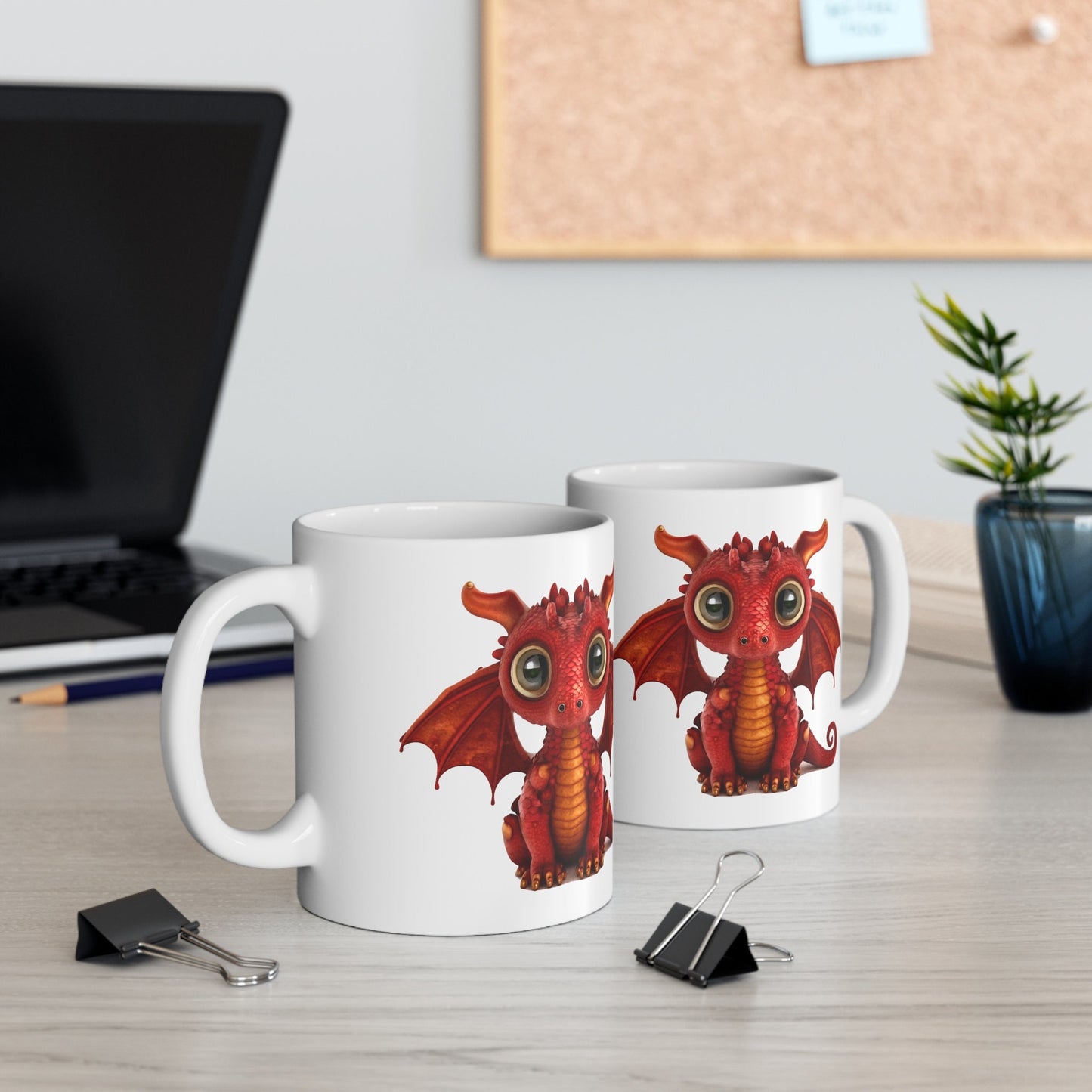 Ruby red Adorable Baby Dragon Coffee Mug, Heart of a Dragon Mug, White Ceramic Mug for Dragon Lovers, Gift Mug for your Dragon Spirit