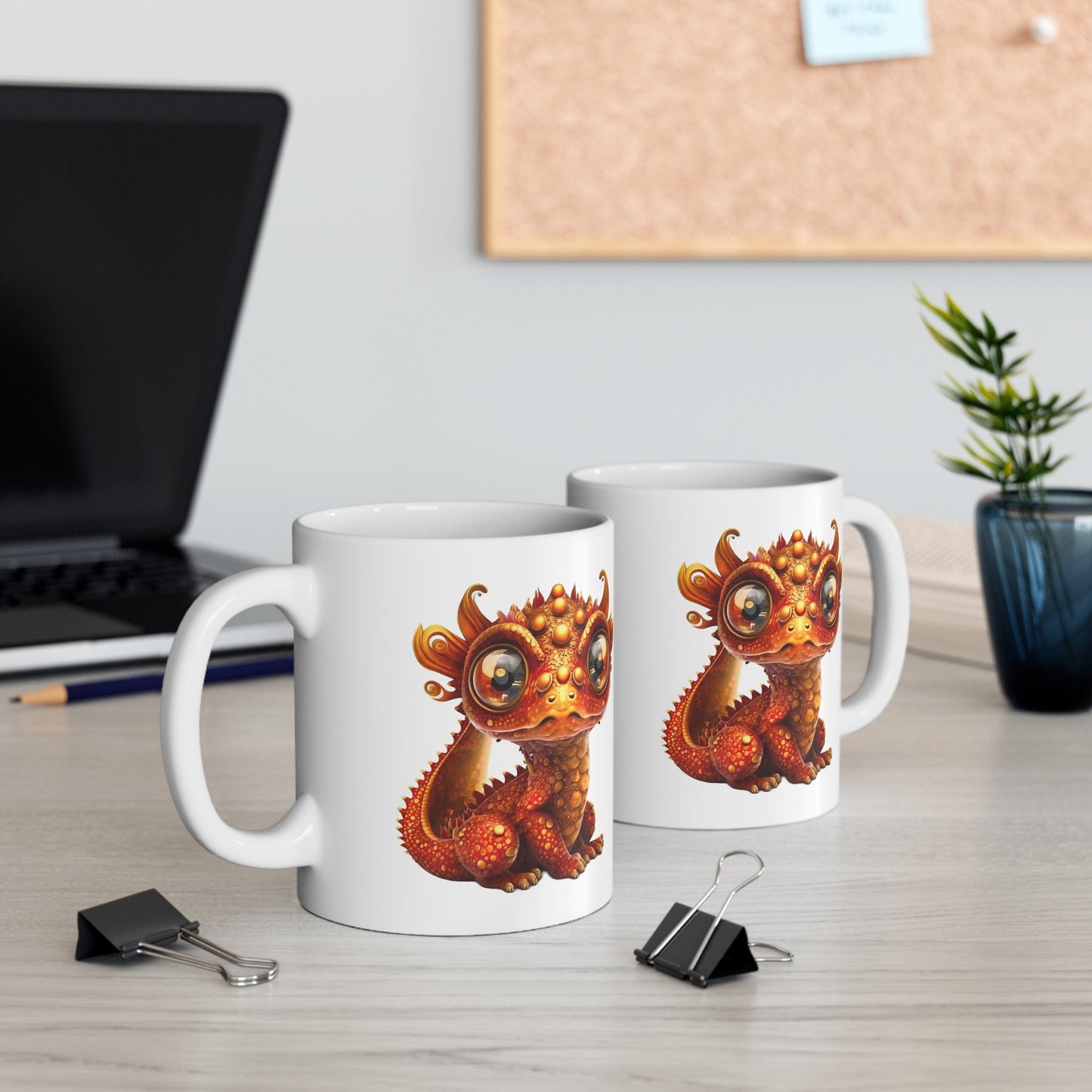 Orange Gold Adorable Baby Dragon Coffee Mug, Heart of a Dragon Mug, White Ceramic Mug for Dragon Lovers, Gift Mug for your Dragon Spirit
