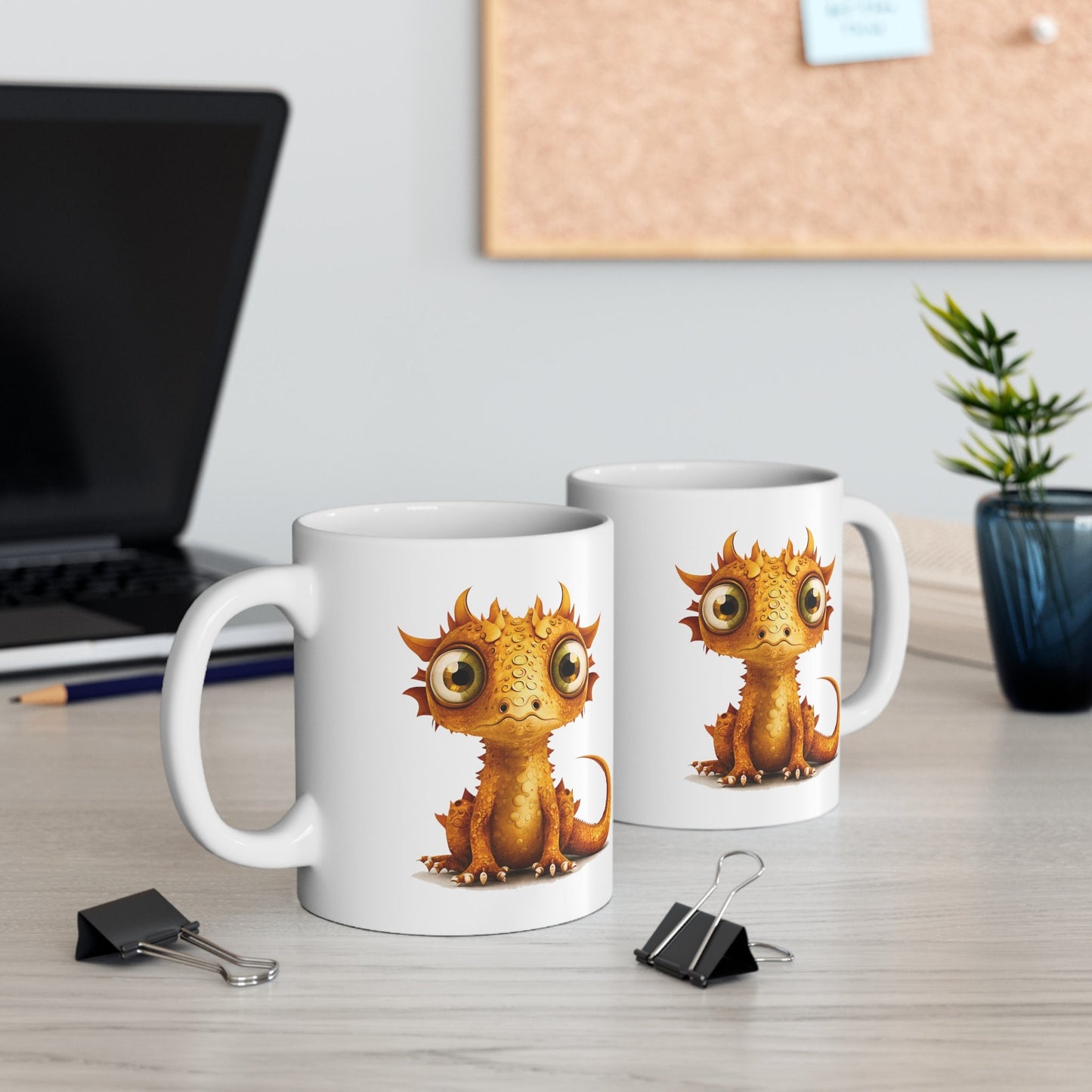 Golden Adorable Baby Dragon Coffee Mug, Heart of a Dragon Mug, White Ceramic Mug for Dragon Lovers, Gift Mug for your Dragon Spirit