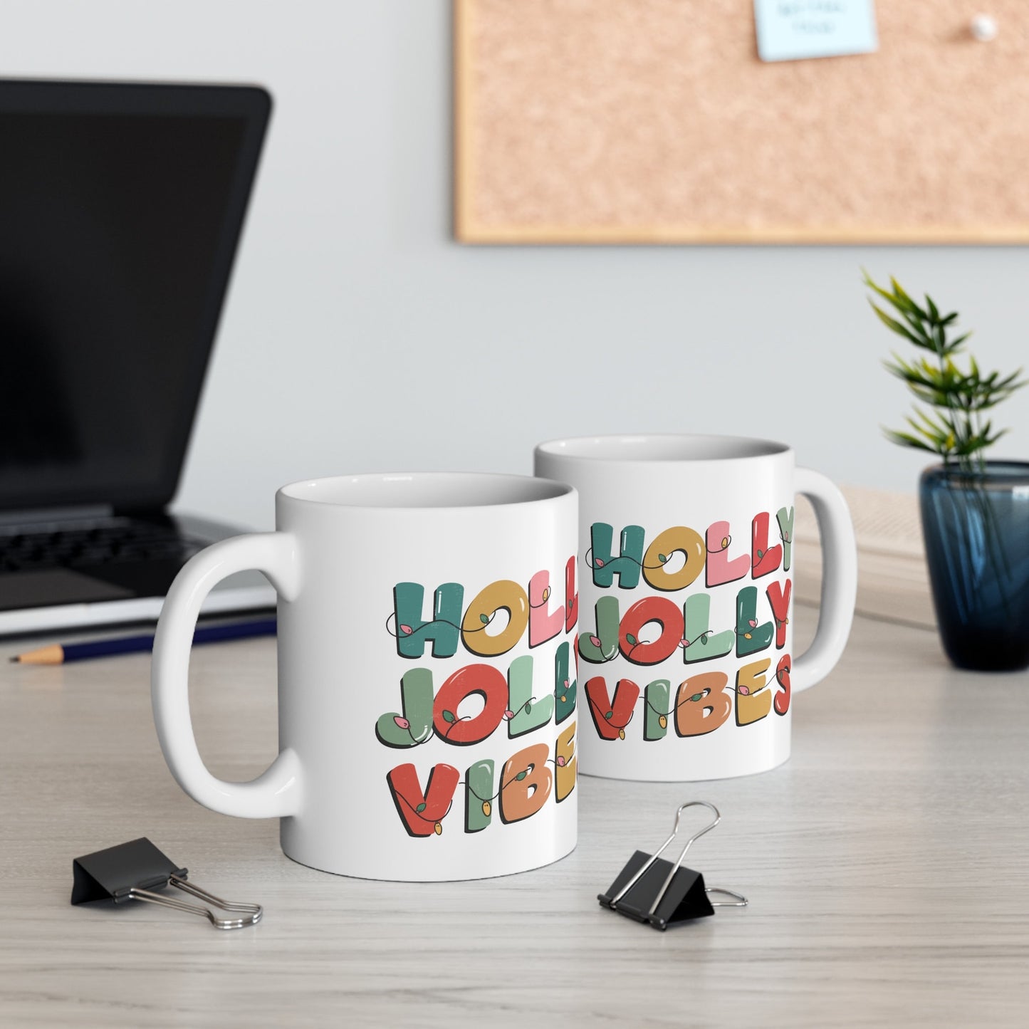 Holly Jolly Vibes Christmas Mug, Perfect Holiday Cheer Coffee Mug, Gift Mug for Christmas Spirit, Cute Christmas mugs for Family and friends