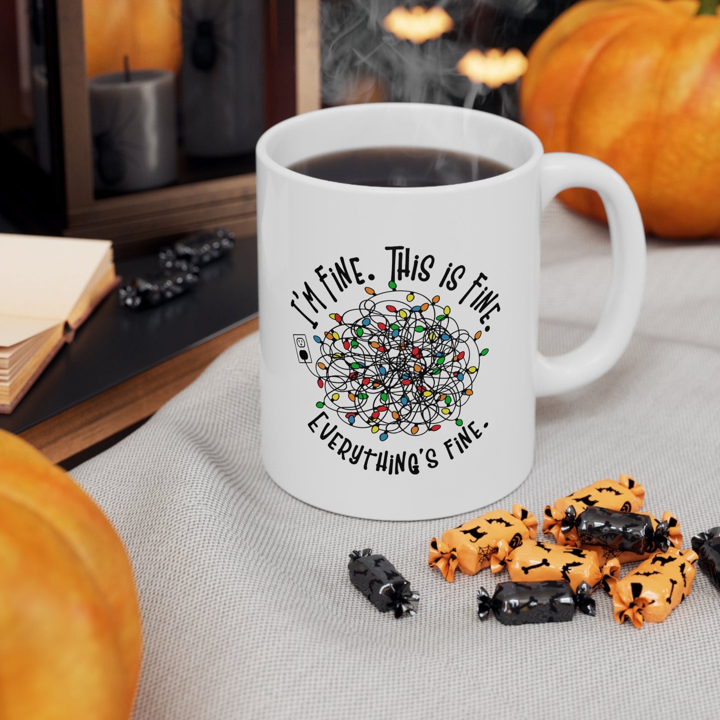 Im Fine This is Fine Xmas Mug, Perfect Holiday Cheer Coffee Mug, Gift Mug for Christmas Spirit, Cute Christmas mugs for Family and friends