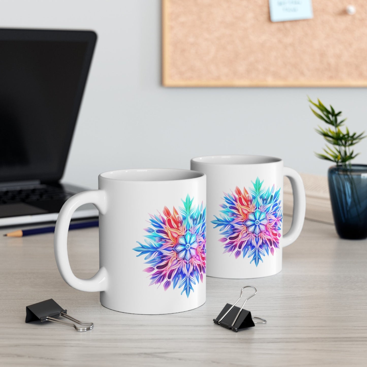 Rainbow Snowflake Christmas Mug, Perfect Holiday Cheer Coffee Mug, Gift Mug for Christmas Spirit, Cute Christmas mugs for Family and friends