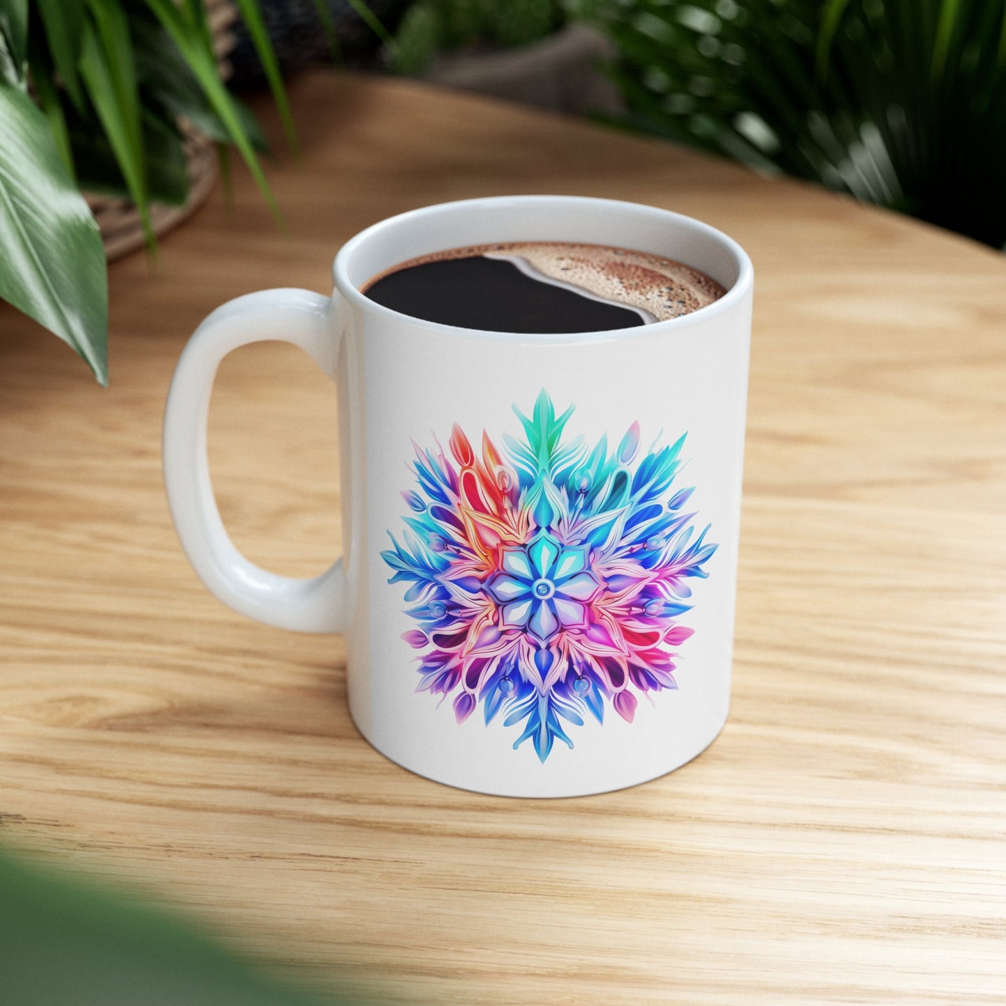 Rainbow Snowflake Christmas Mug, Perfect Holiday Cheer Coffee Mug, Gift Mug for Christmas Spirit, Cute Christmas mugs for Family and friends