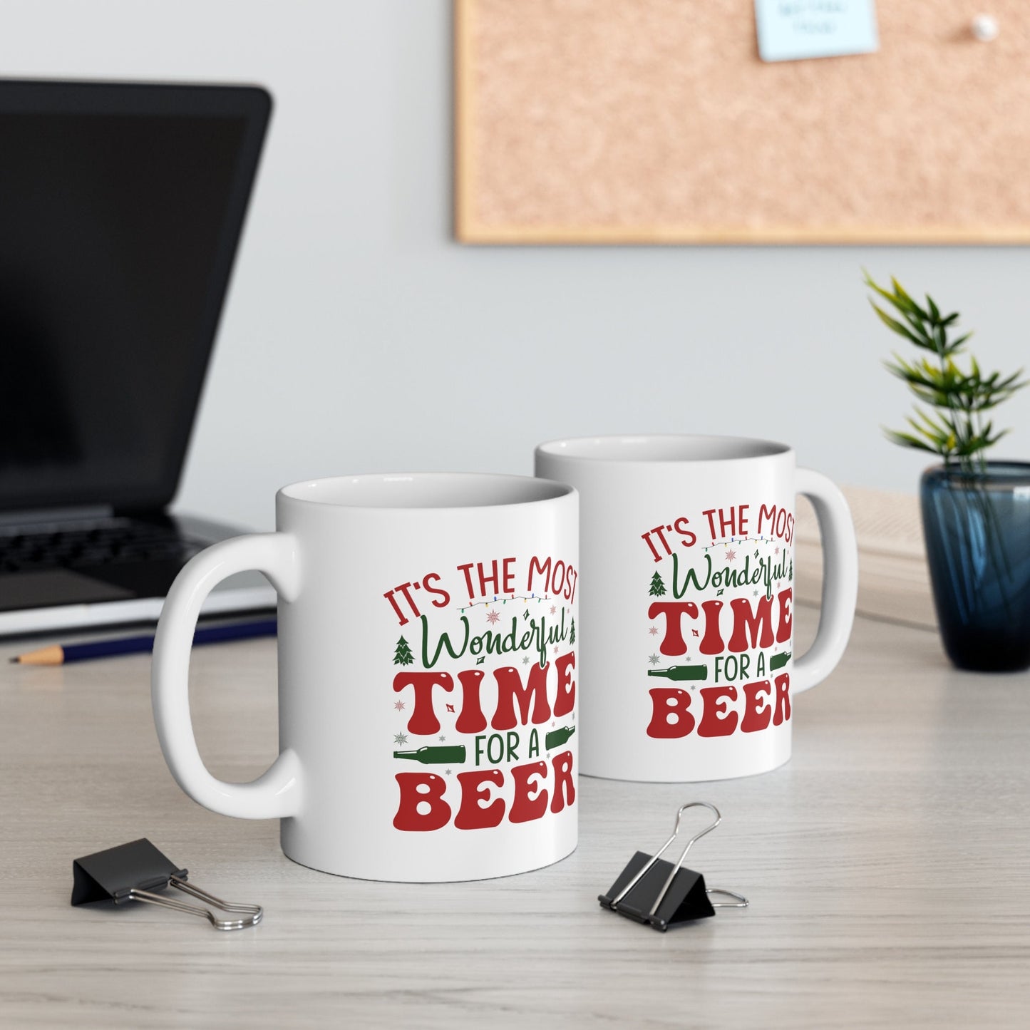 Time for A Beer Christmas Mug, Perfect Holiday Cheer Coffee Mug, Gift Mug for Christmas Spirit, Cute Christmas mugs for Family and friends