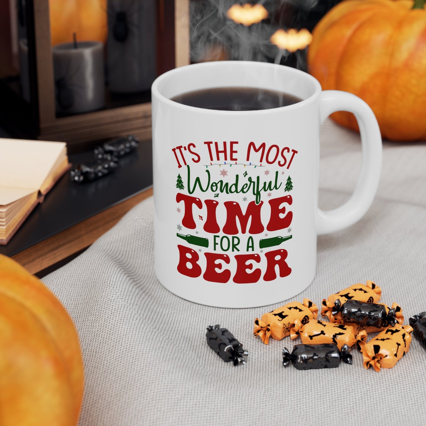 Time for A Beer Christmas Mug, Perfect Holiday Cheer Coffee Mug, Gift Mug for Christmas Spirit, Cute Christmas mugs for Family and friends