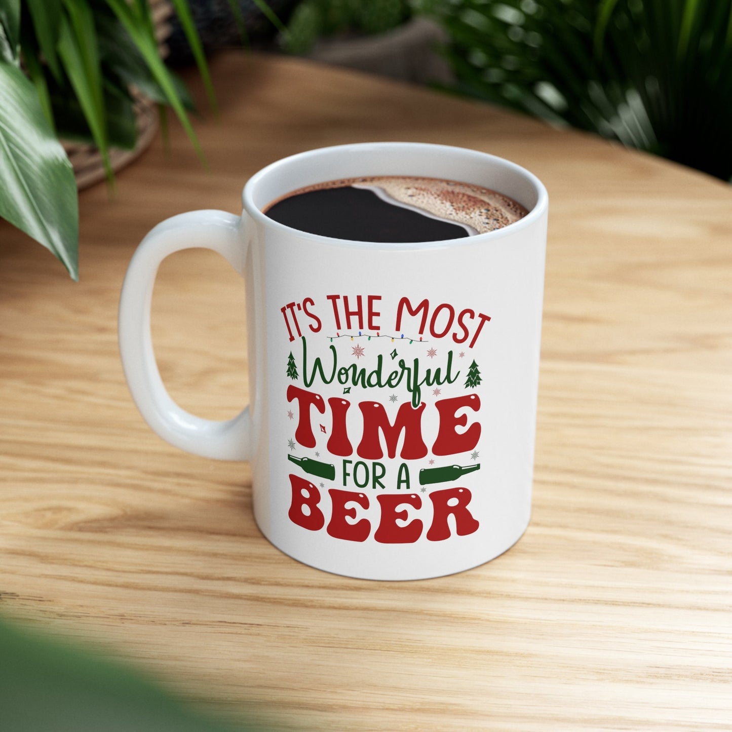 Time for A Beer Christmas Mug, Perfect Holiday Cheer Coffee Mug, Gift Mug for Christmas Spirit, Cute Christmas mugs for Family and friends
