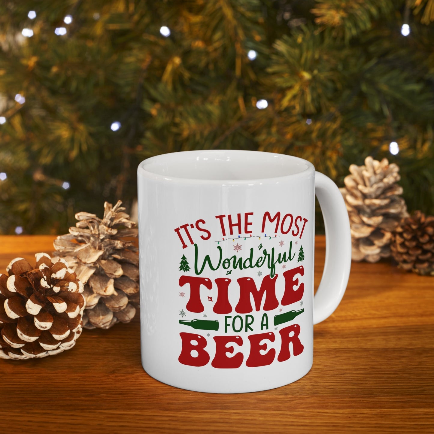 Time for A Beer Christmas Mug, Perfect Holiday Cheer Coffee Mug, Gift Mug for Christmas Spirit, Cute Christmas mugs for Family and friends