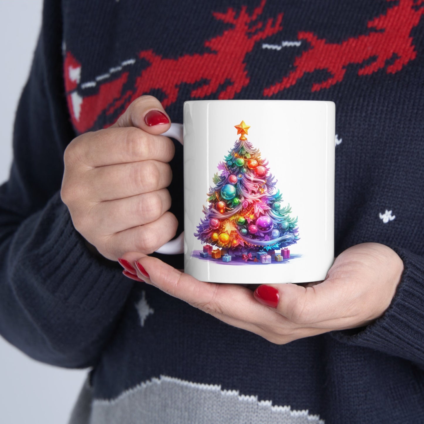 Holiday Tree Christmas Mug, Perfect Holiday Cheer Coffee Mug, Gift Mug for Christmas Spirit, Cute Christmas mugs for Family and friends
