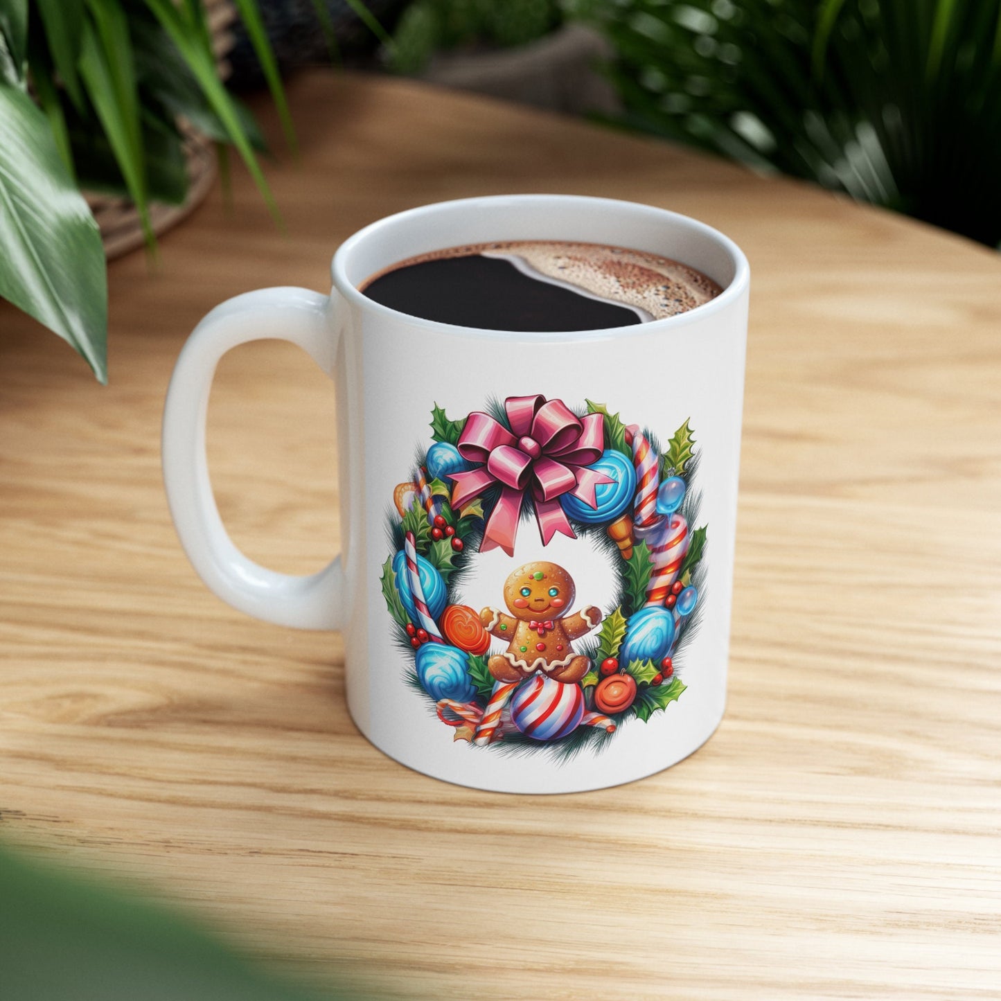 Holiday reef Gingerbread man Mug, Perfect Holiday Cheer Coffee Mug, Gift Mug for Christmas Spirit, Cute Christmas mug for Family and friends