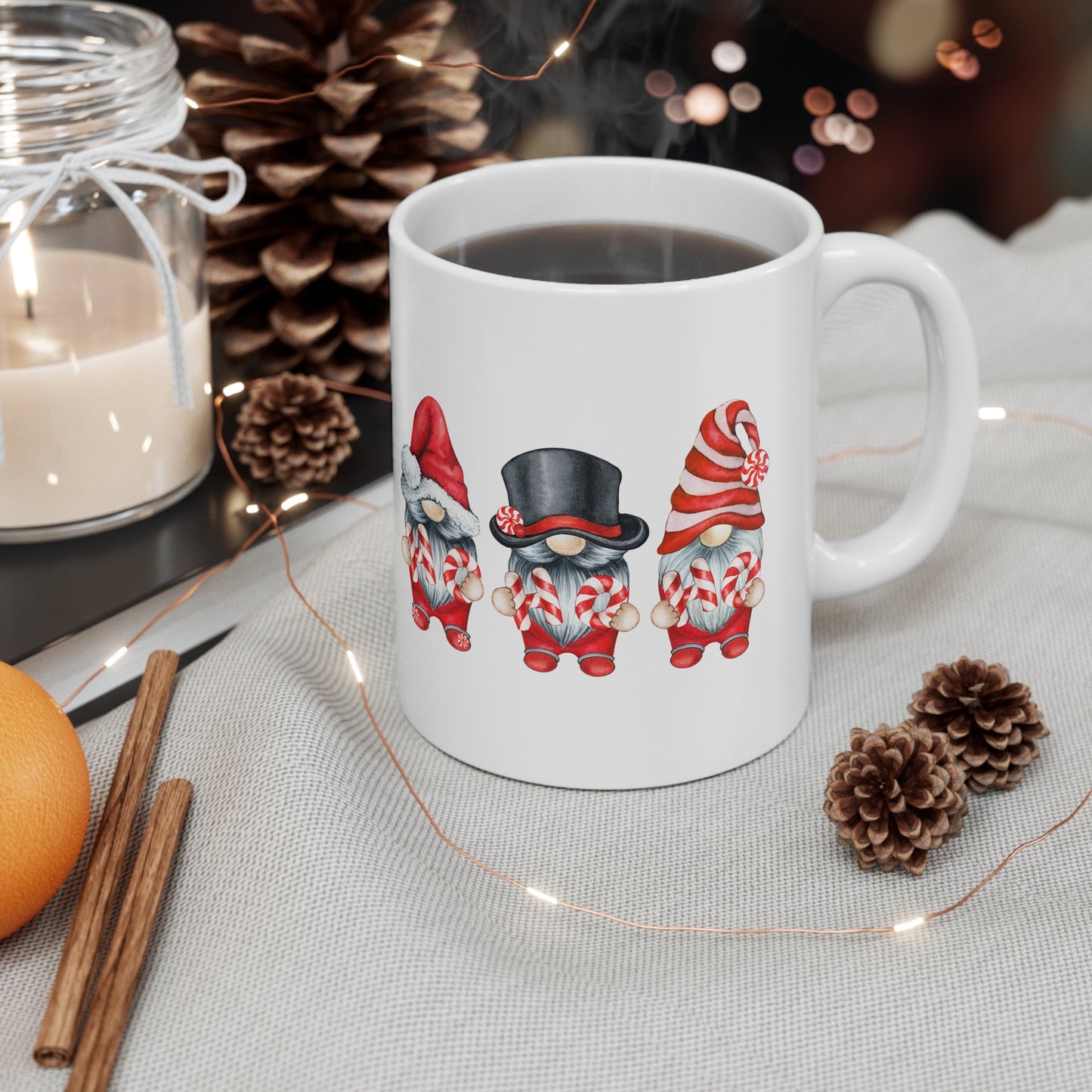 Peppermint Gnomes Christmas Mug, Perfect Holiday Cheer Coffee Mug, Gift Mug for Christmas Spirit, Cute Christmas mug for Family and friends