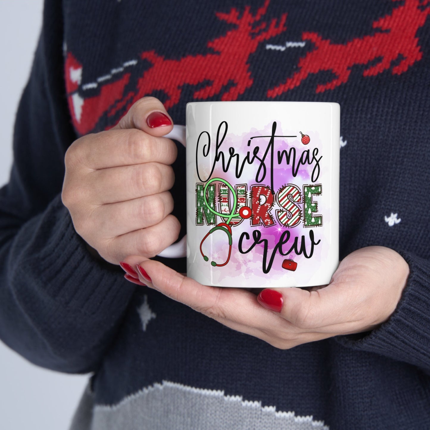 Christmas Nurse Crew Nursing Mug, Perfect Holiday Cheer Coffee Mug, Gift Mug for Christmas Spirit, Cute Christmas mug for Family and friends