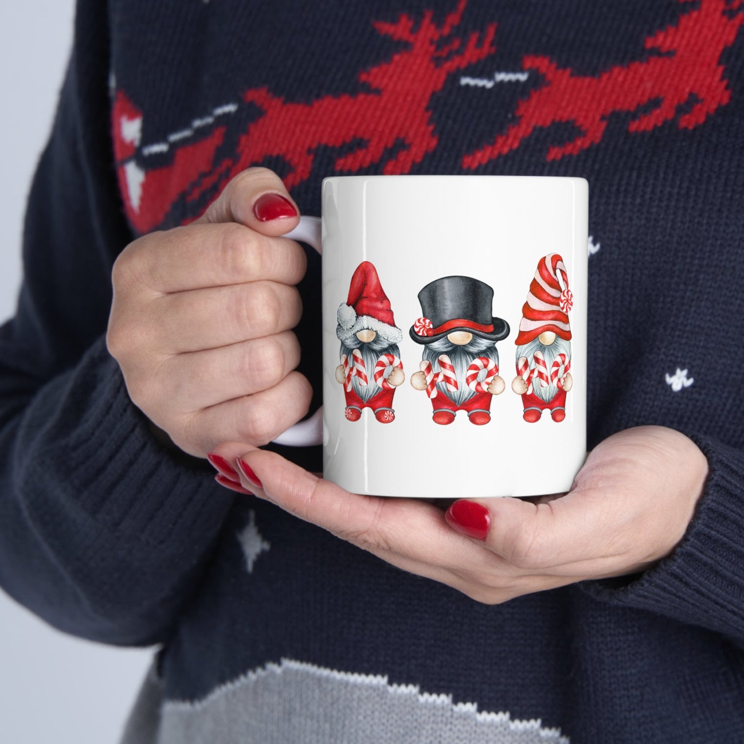 Peppermint Gnomes Christmas Mug, Perfect Holiday Cheer Coffee Mug, Gift Mug for Christmas Spirit, Cute Christmas mug for Family and friends