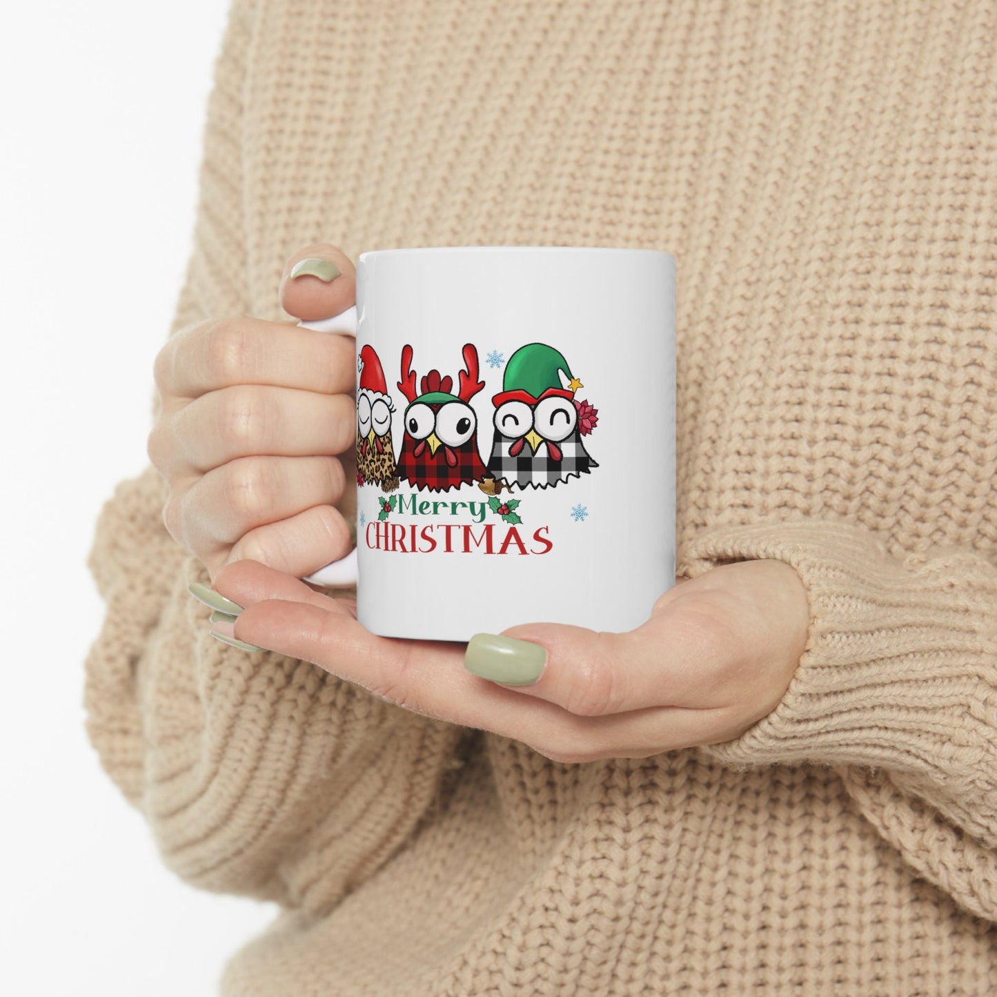 Christmas Chickens Christmas Mug, Perfect Holiday Cheer Coffee Mug, Gift Mug for Christmas Spirit, Cute Christmas mug for Family and friends