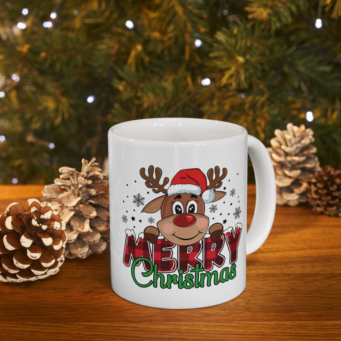 Reindeer Merry Christmas Mug, Perfect Holiday Cheer Coffee Mug, Gift Mug for Christmas Spirit, Cute Christmas mug for Family and friends