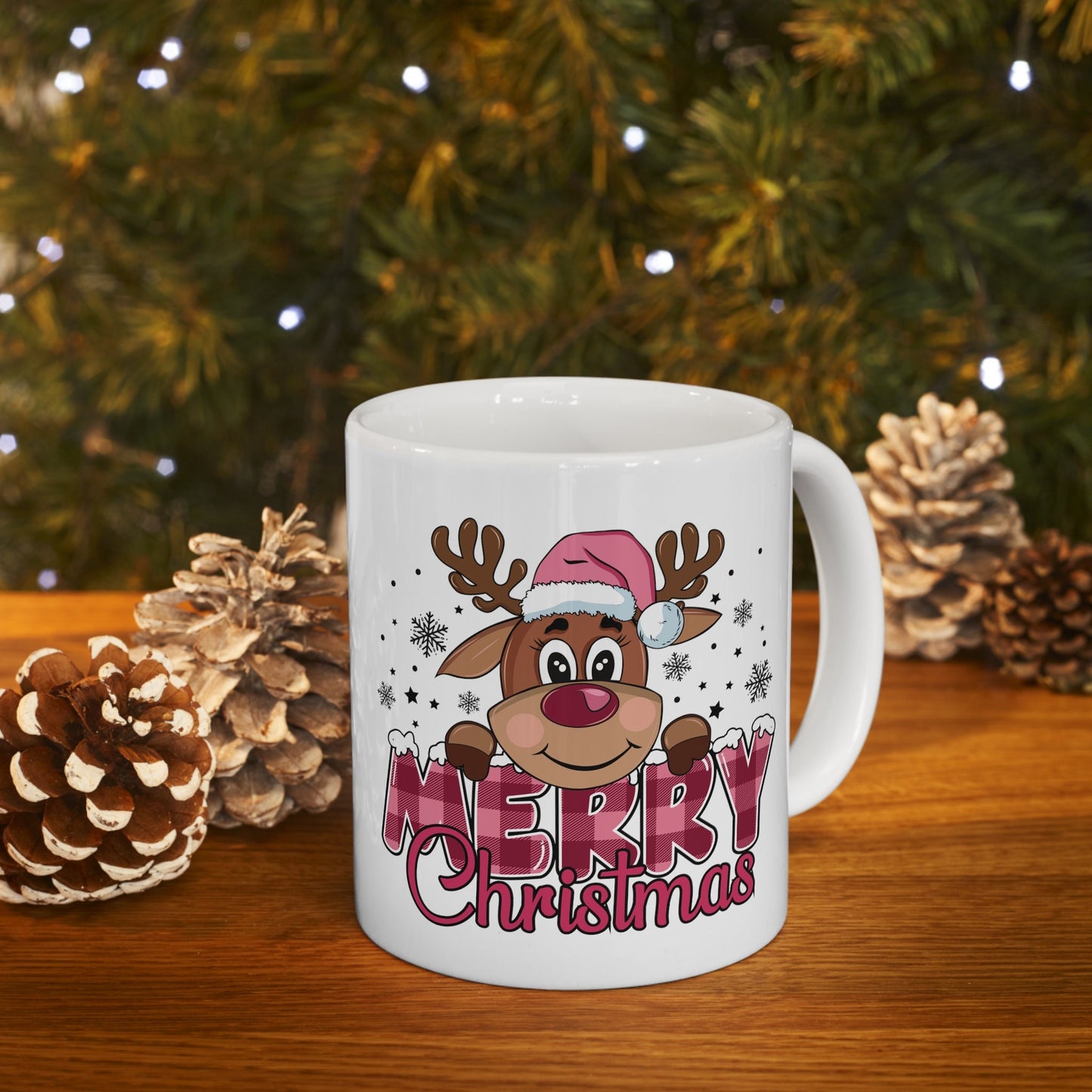 Reindeer Merry Christmas Mug, Perfect Holiday Cheer Coffee Mug, Gift Mug for Christmas Spirit, Cute Christmas mug for Family and friends