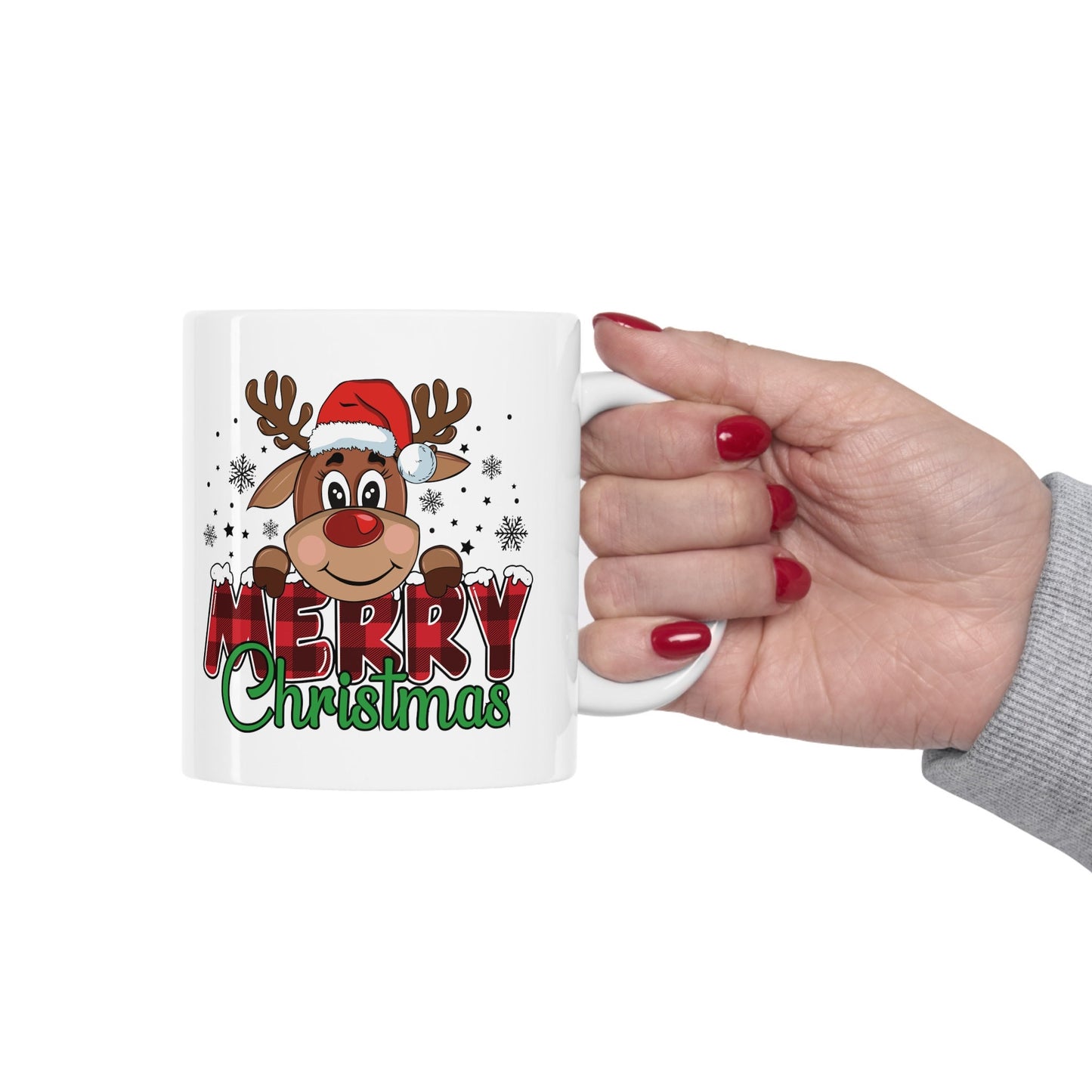 Reindeer Merry Christmas Mug, Perfect Holiday Cheer Coffee Mug, Gift Mug for Christmas Spirit, Cute Christmas mug for Family and friends