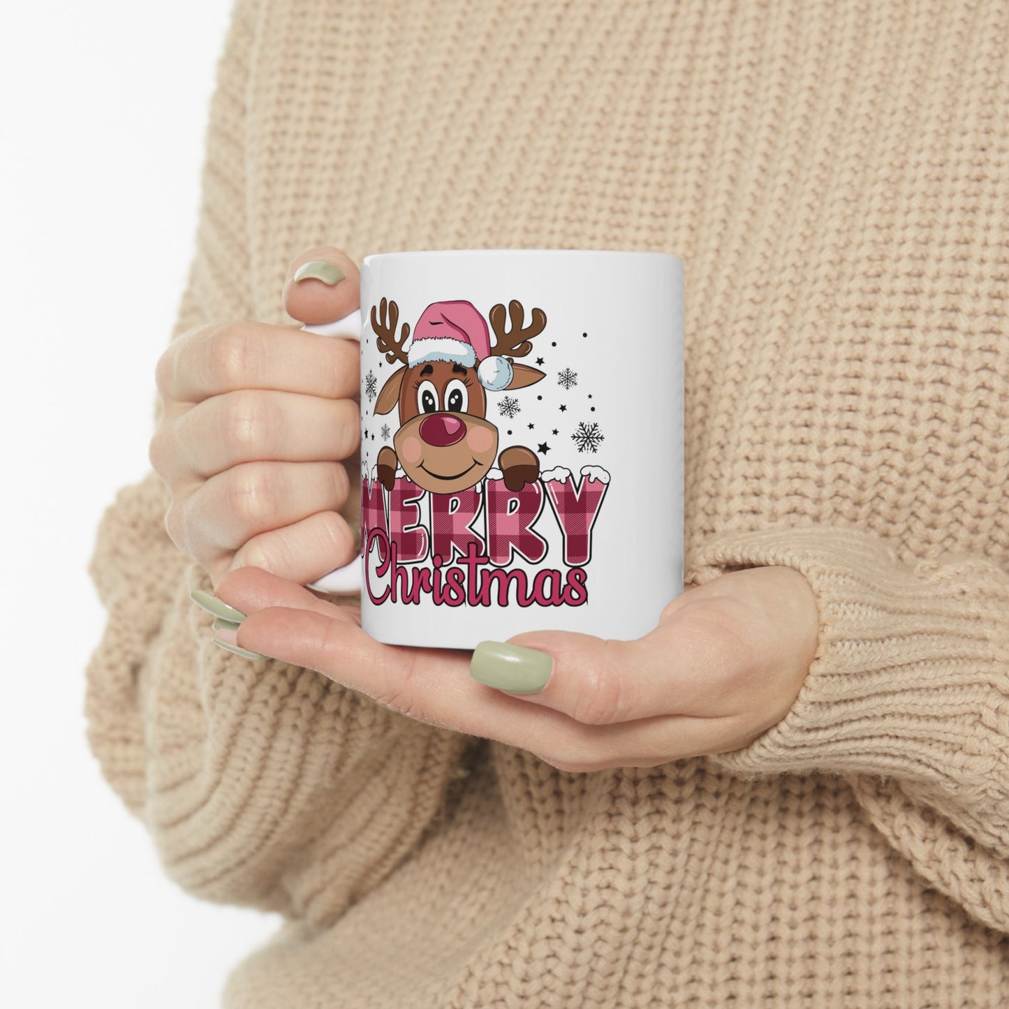 Reindeer Merry Christmas Mug, Perfect Holiday Cheer Coffee Mug, Gift Mug for Christmas Spirit, Cute Christmas mug for Family and friends