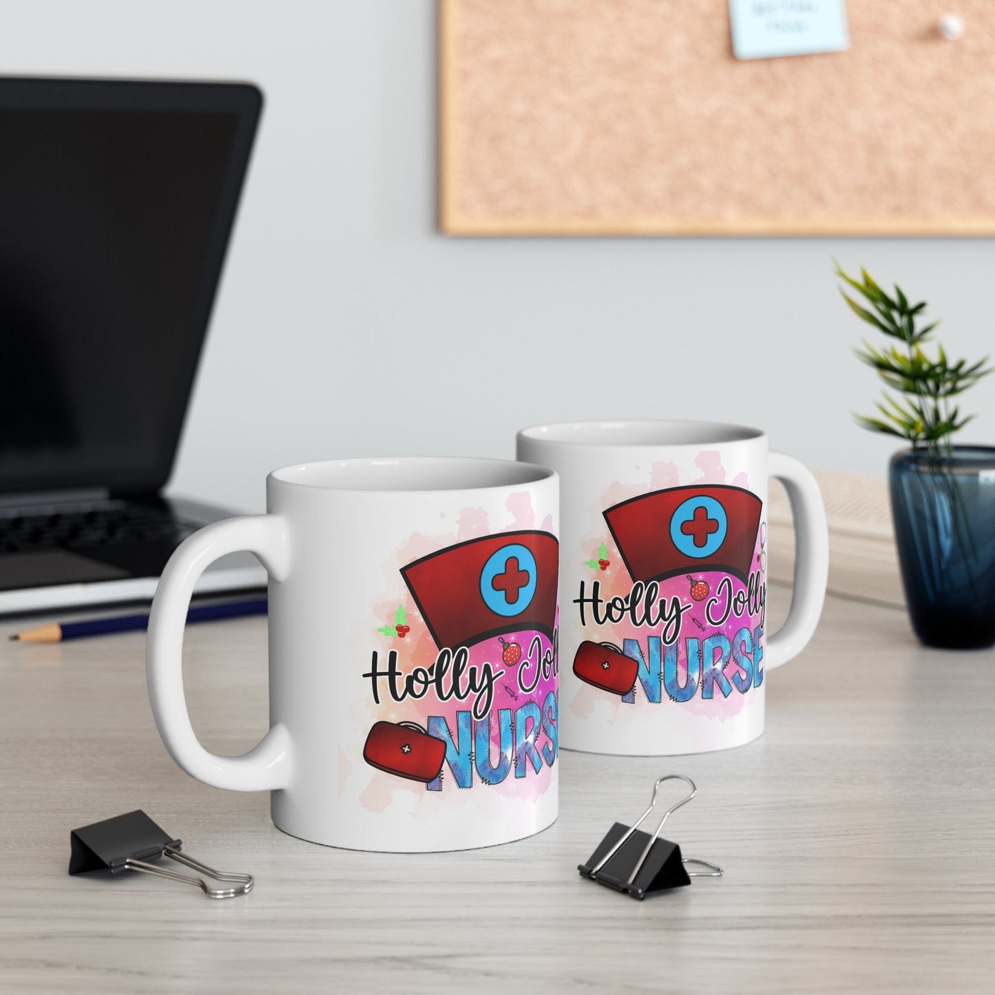 Holly Jolly Nurse Christmas Mug, Perfect Holiday Cheer Coffee Mug, Gift Mug for Christmas Spirit, Cute Christmas mug for Family and friends