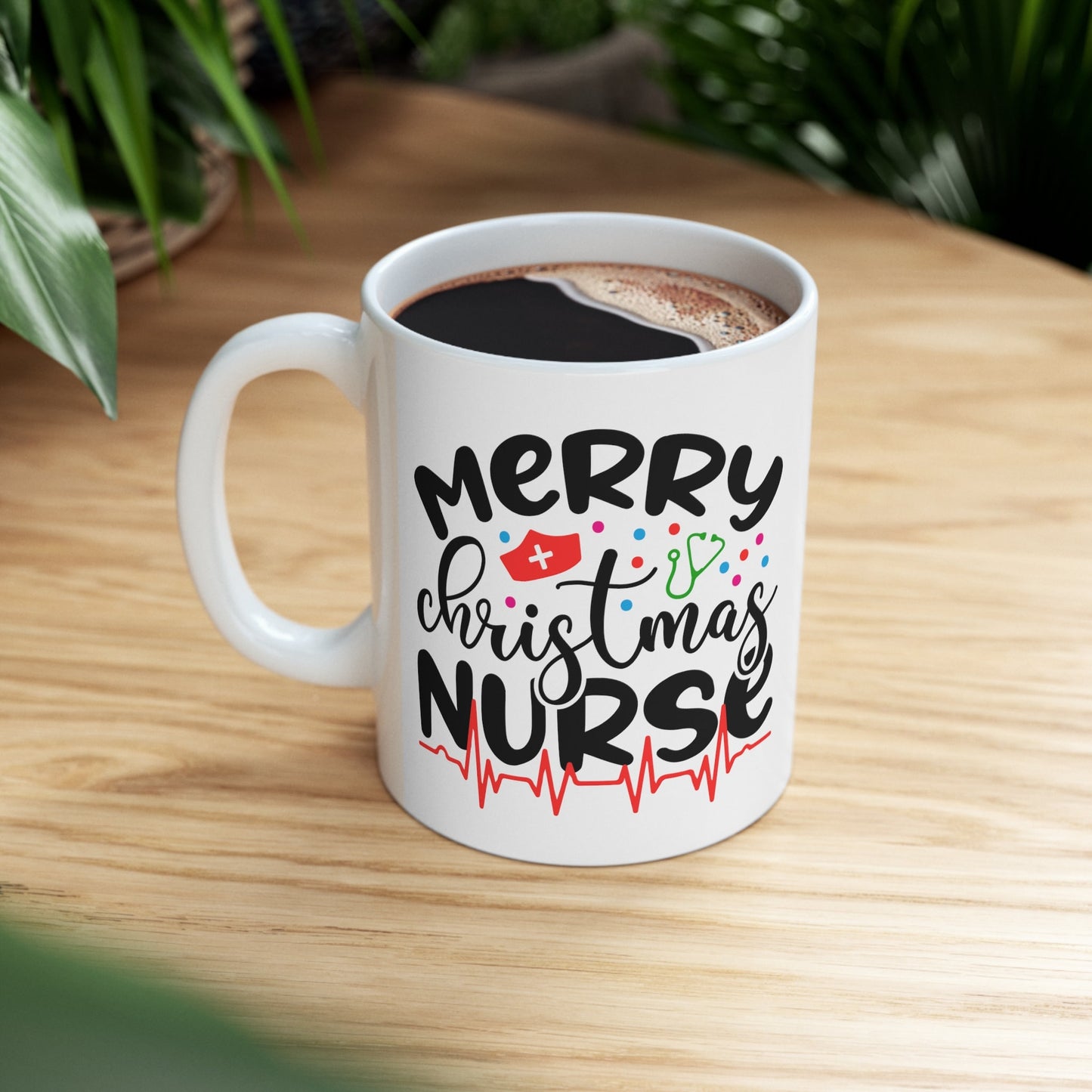 Merry Christmas Nurse Christmas Mug, Perfect Holiday Cheer Coffee Mug, Gift Mug for Christmas Spirit, Cute X-Mas mug for Family and friends