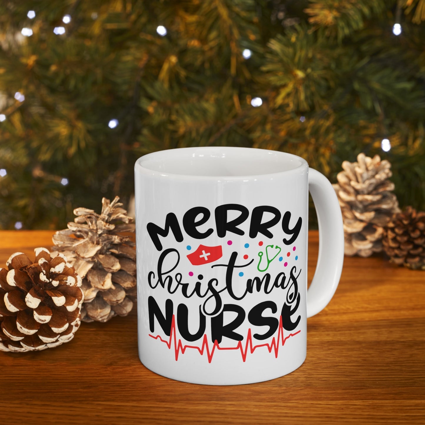 Merry Christmas Nurse Christmas Mug, Perfect Holiday Cheer Coffee Mug, Gift Mug for Christmas Spirit, Cute X-Mas mug for Family and friends