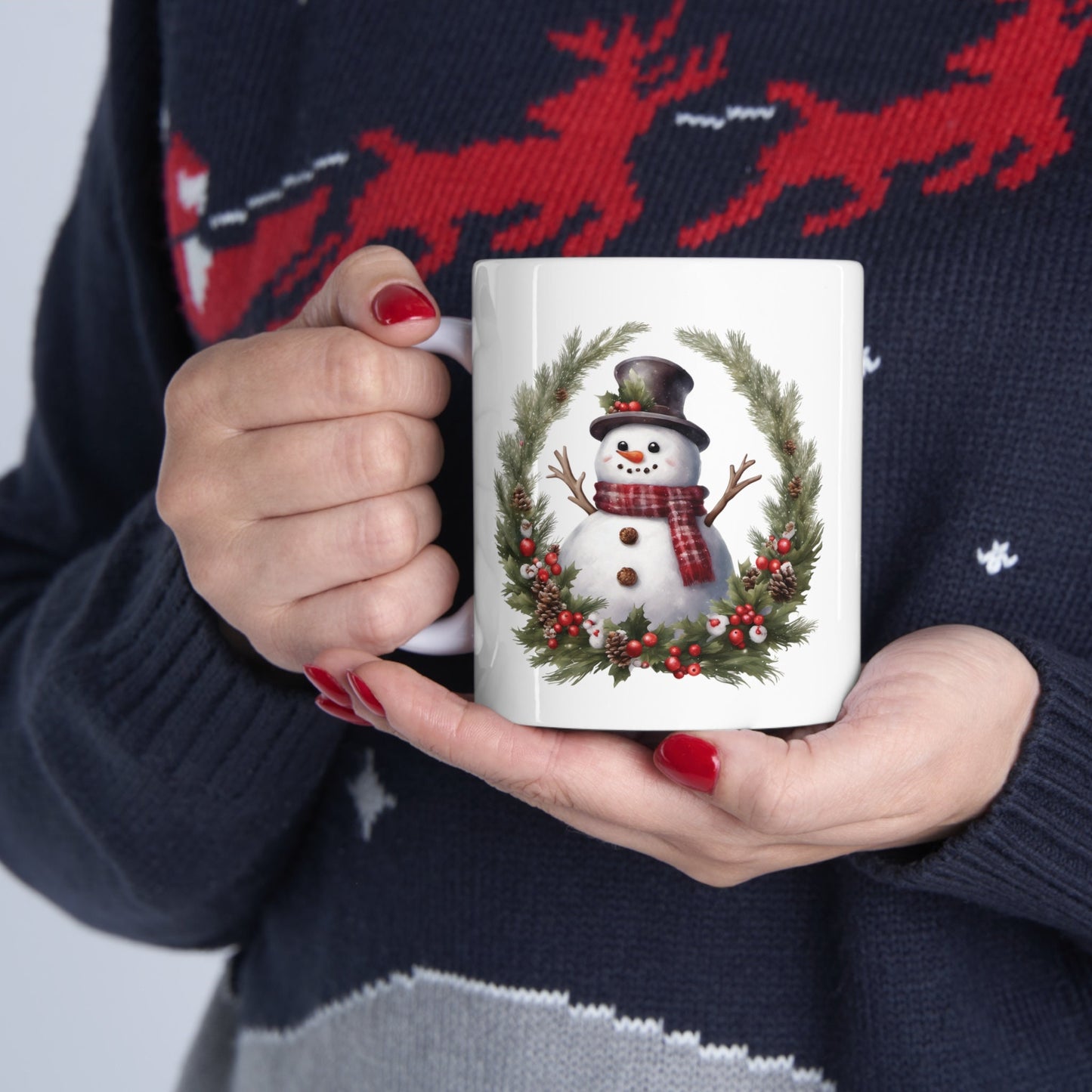 Snowman Reef Christmas Mug, Perfect Holiday Cheer Coffee Mug, Gift Mug for Christmas Spirit, Cute X-Mas mug for Family and friends