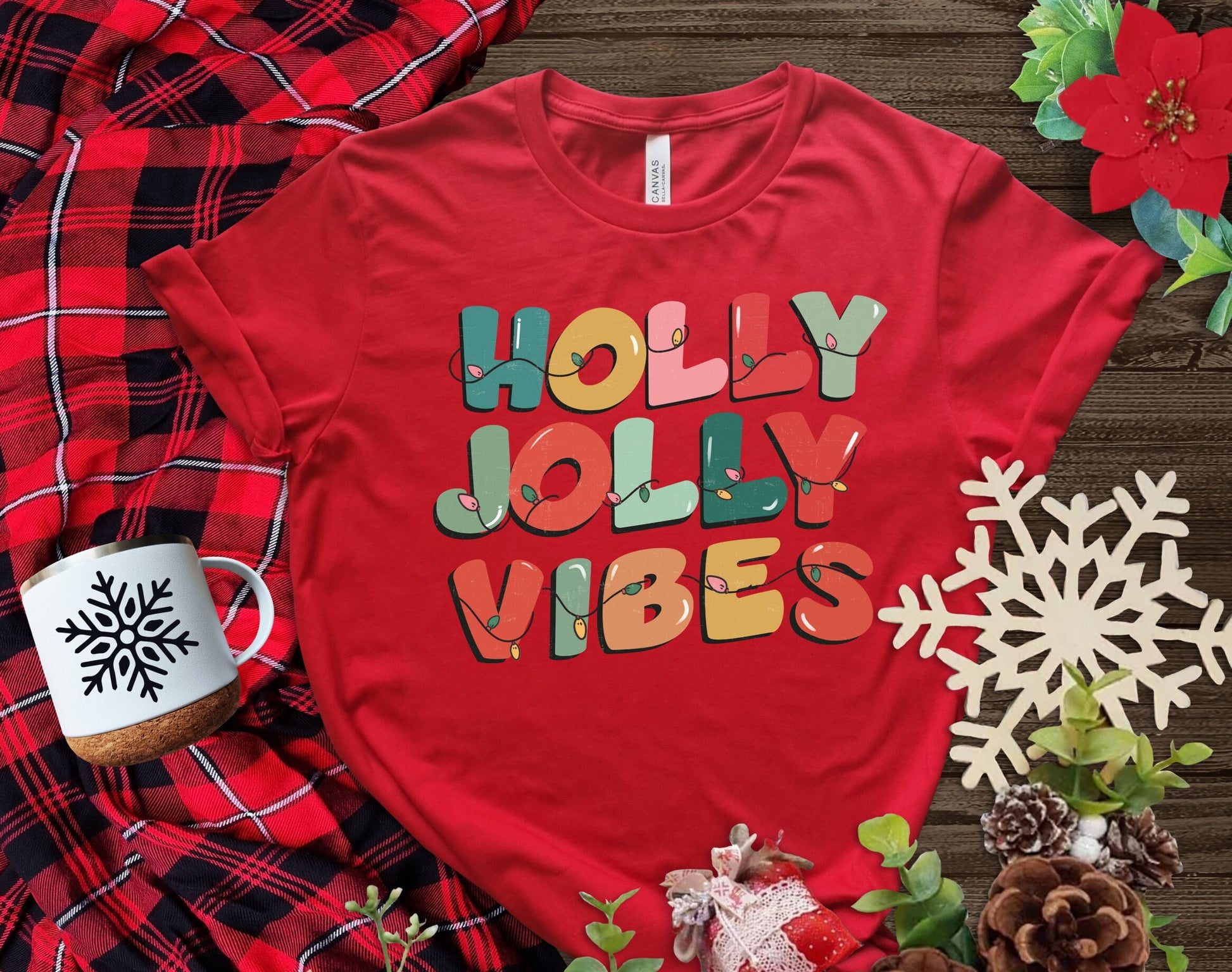 The Holly Jolly Vibes Christmas Shirt Makes the Perfect Gift for Friends, Family, Coworkers or yourself.  Check Out My Shop for even more Great Designs.  www.scorpiontees.etsy.com