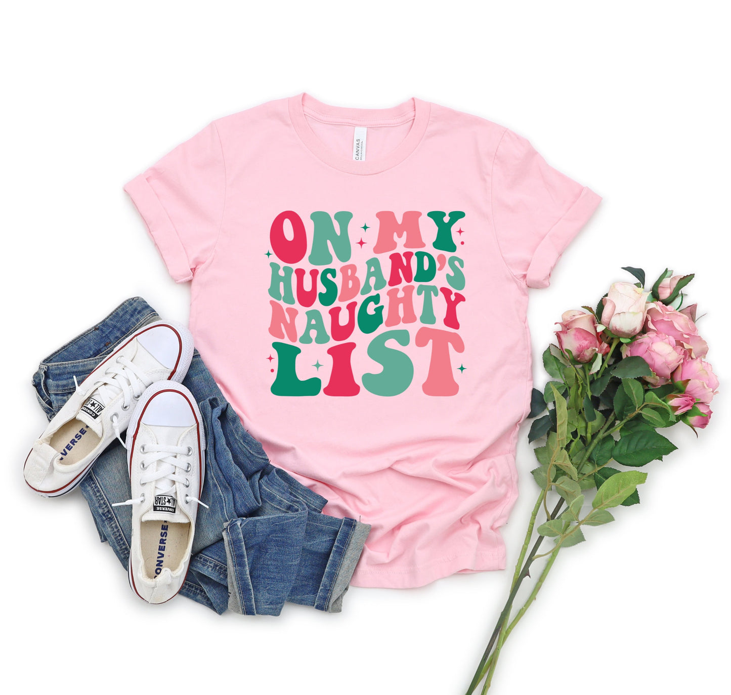 The On My Husbands Naughty List Christmas Shirt Makes the Perfect Gift for Friends, Family, Coworkers or yourself.  Check Out My Shop for even more Great Designs. www.scorpiontees.etsy.com