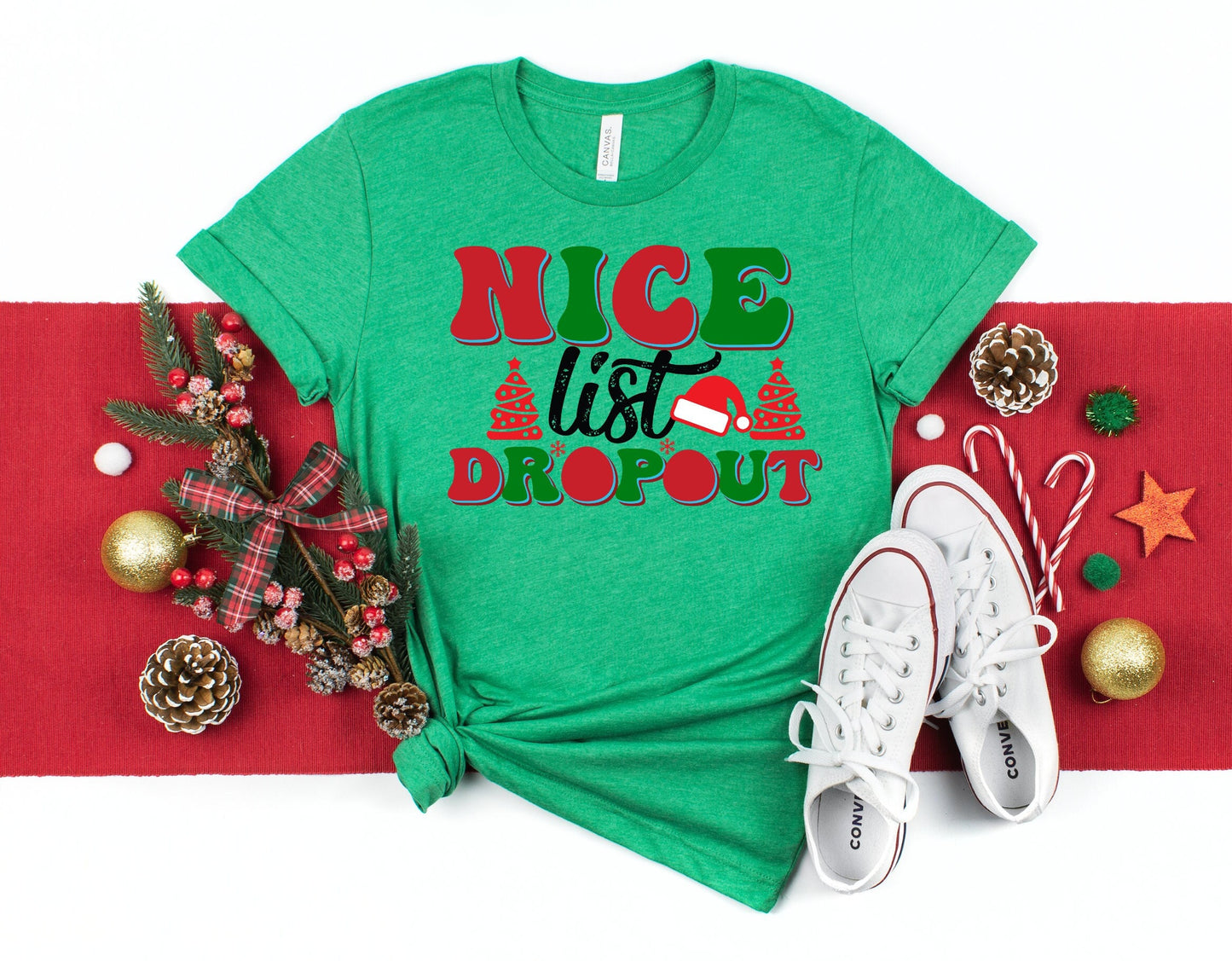 The Nice List Dropout Christmas Shirt Makes the Perfect Gift for Friends, Family, Coworkers or yourself.  Check Out My Shop for even more Great Designs.  www.scorpiontees.etsy.com