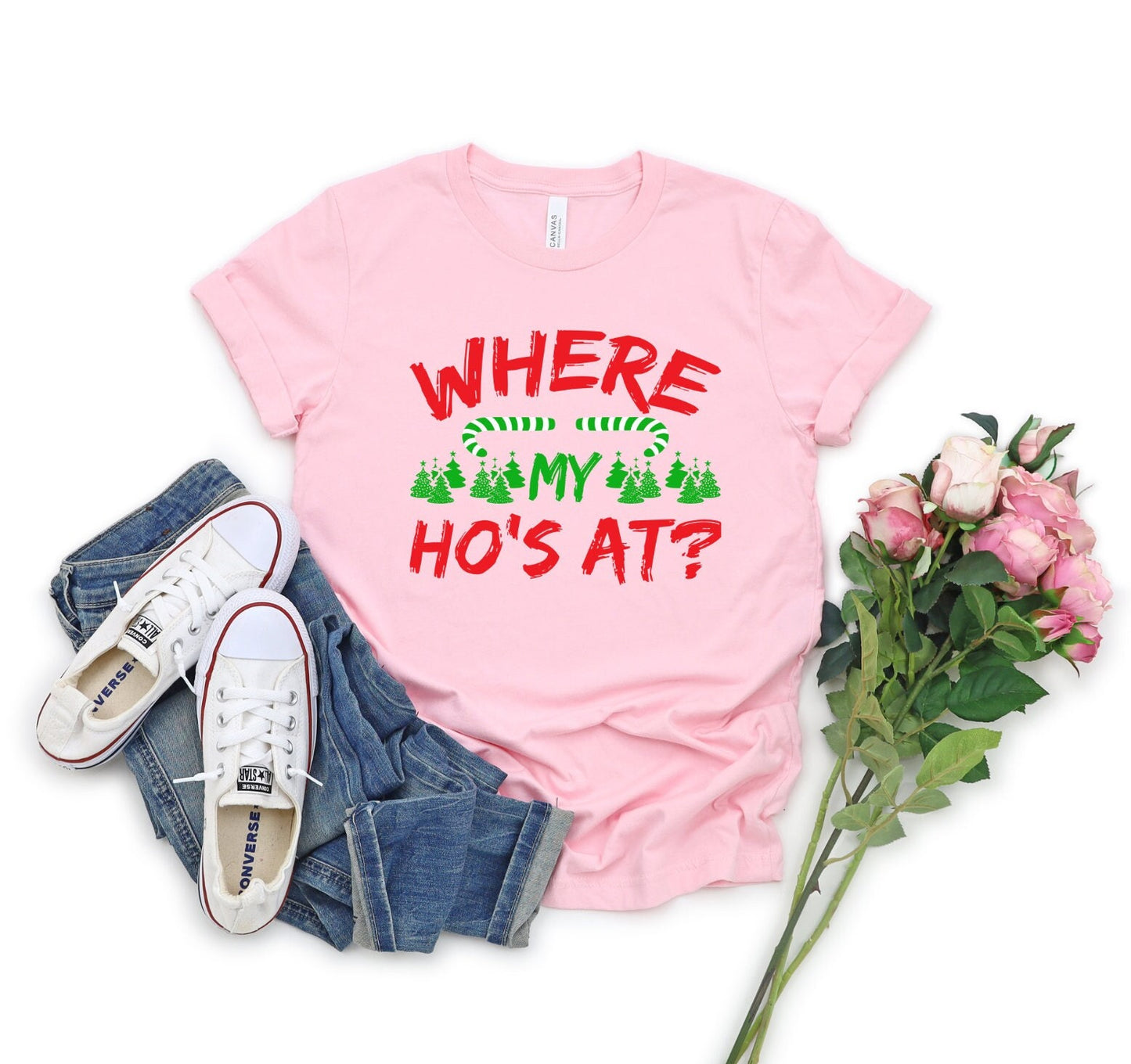 The Where My Hos At Christmas Shirt Makes the Perfect Gift for Friends, Family, Coworkers or yourself.  Check Out My Shop for even more Great Designs.  www.scorpiontees.etsy.com