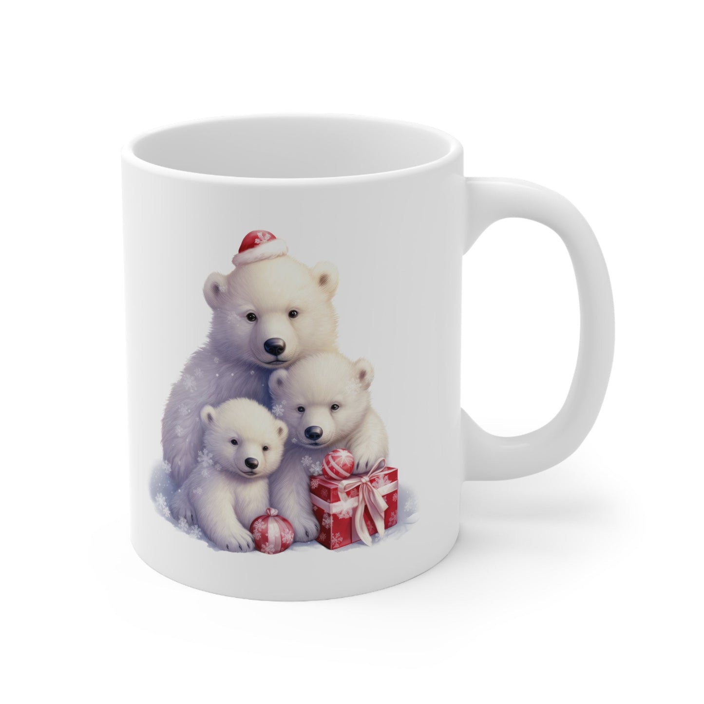 Polar Bear Family Christmas Mug, Perfect Holiday Cheer Coffee Mug, Gift Mug for Christmas Spirit, Cute X-Mas mug for Family and friends