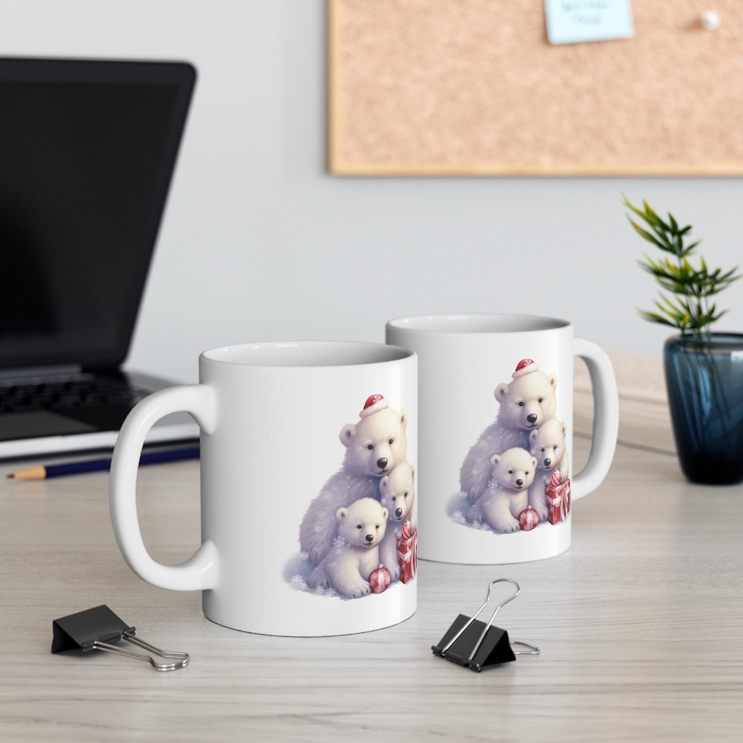 Polar Bear Family Christmas Mug, Perfect Holiday Cheer Coffee Mug, Gift Mug for Christmas Spirit, Cute X-Mas mug for Family and friends