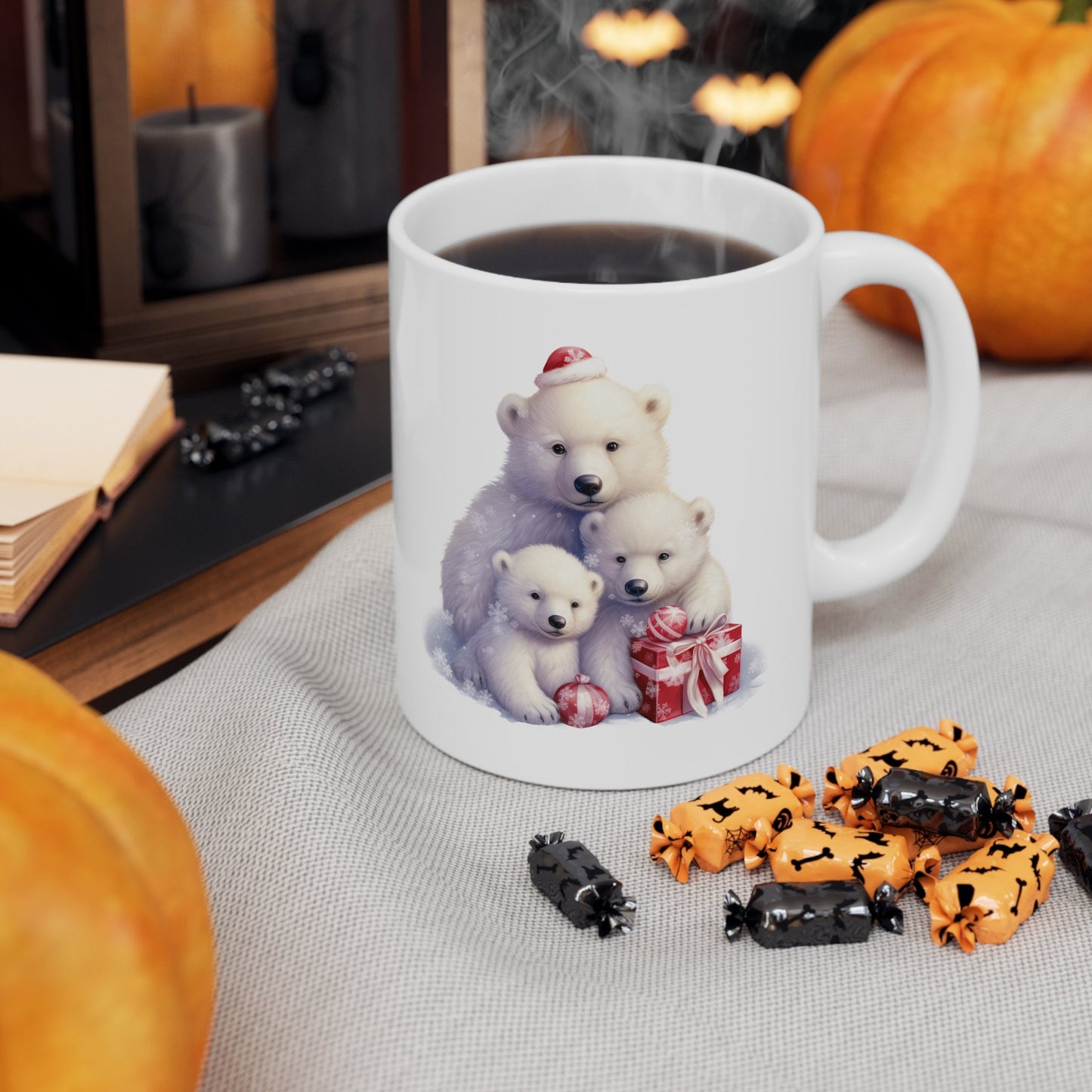 Polar Bear Family Christmas Mug, Perfect Holiday Cheer Coffee Mug, Gift Mug for Christmas Spirit, Cute X-Mas mug for Family and friends
