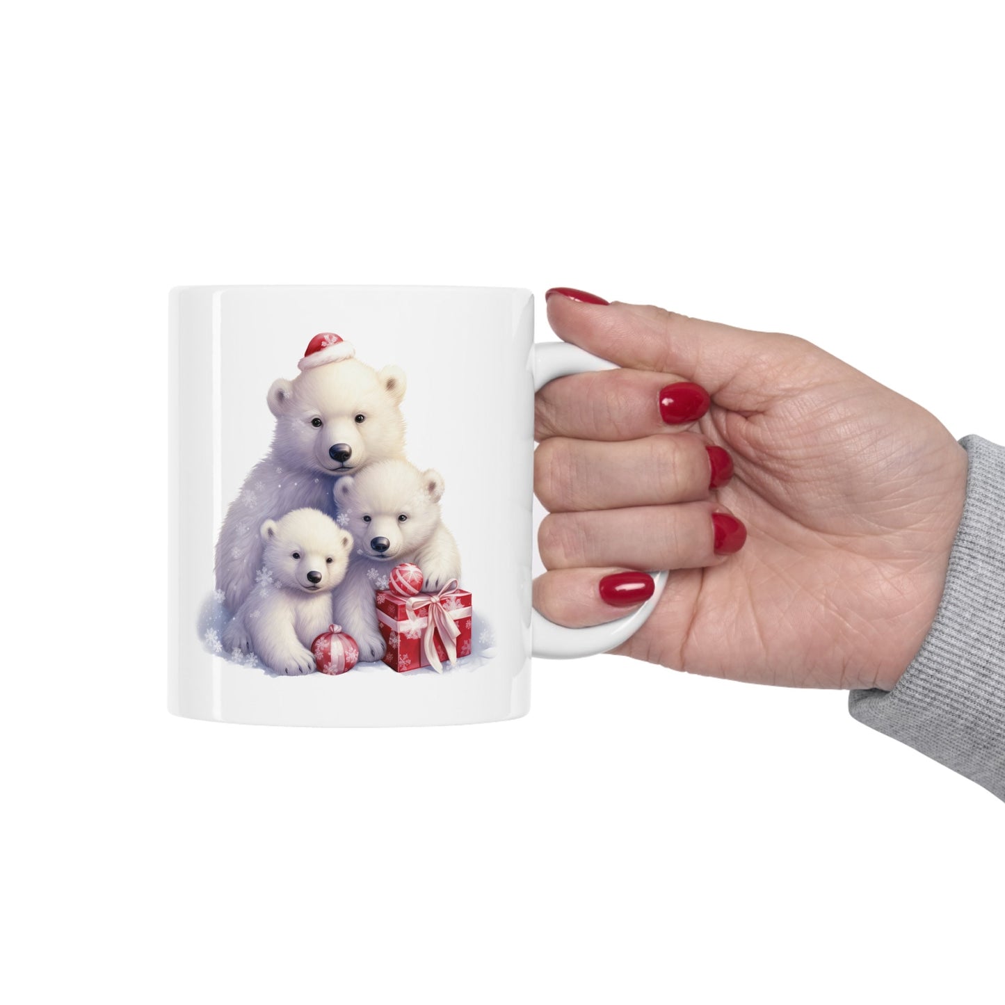 Polar Bear Family Christmas Mug, Perfect Holiday Cheer Coffee Mug, Gift Mug for Christmas Spirit, Cute X-Mas mug for Family and friends