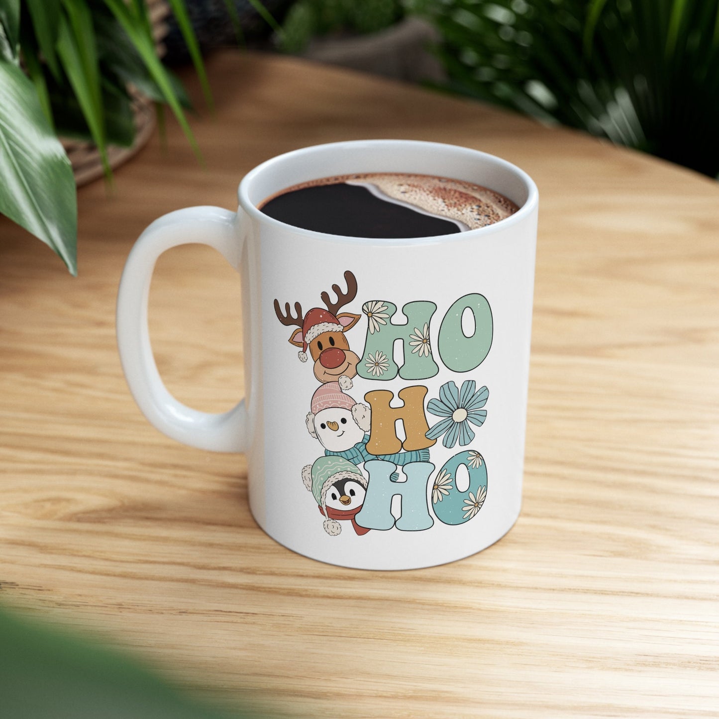 Ho Ho Ho Cute Animals Christmas Mug, Perfect Holiday Cheer Coffee Mug, Gift Mug for Christmas Spirit, Cute X-Mas mug for Family and friends