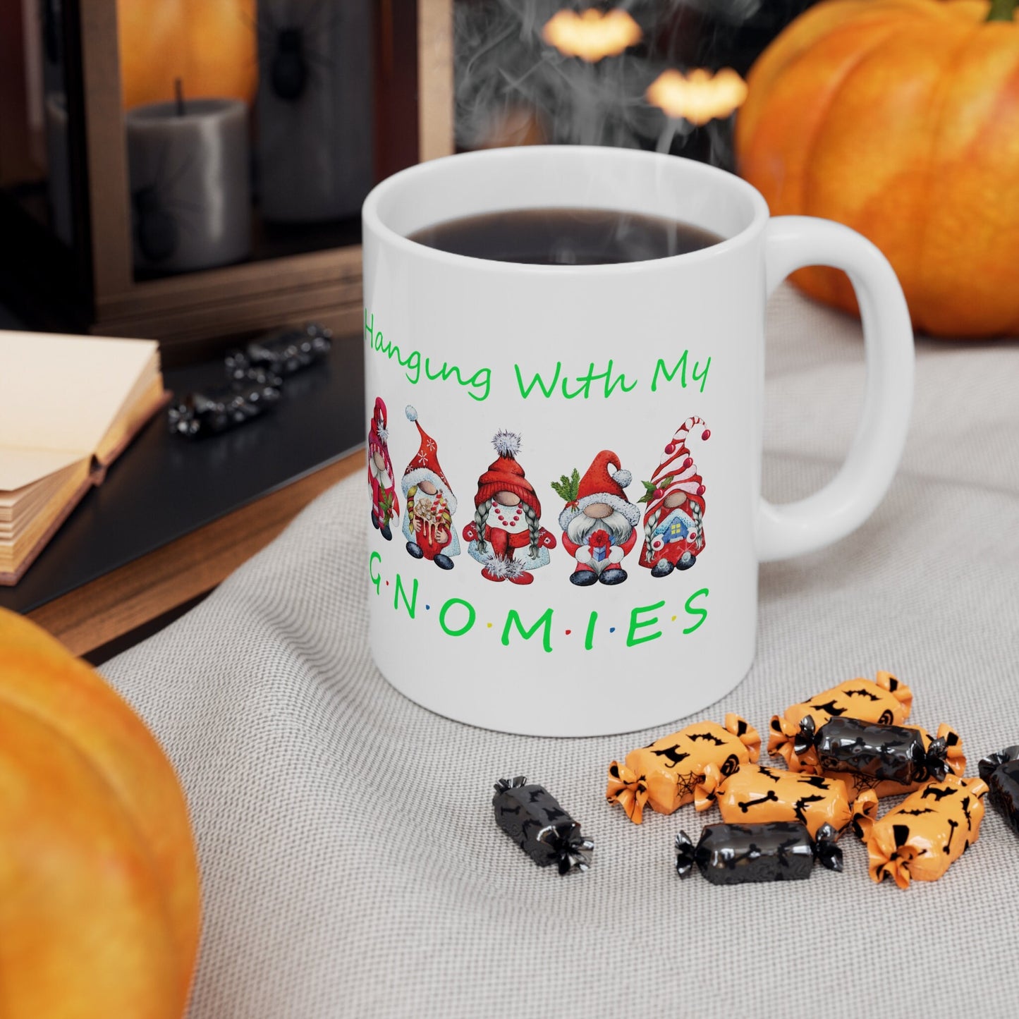 Hangin With My Gnomies Christmas Mug, Perfect Holiday Cheer Coffee Mug, Gift Mug for Christmas Spirit, Cute X-Mas mug for Family and friends