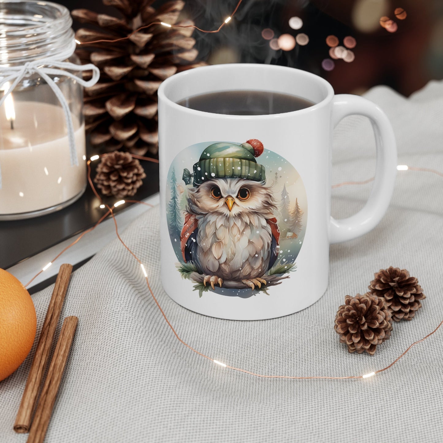 Holiday Owl Christmas Mug, Perfect Holiday Cheer Coffee Mug, Gift Mug for Christmas Spirit, Cute X-Mas mug for Family and friends