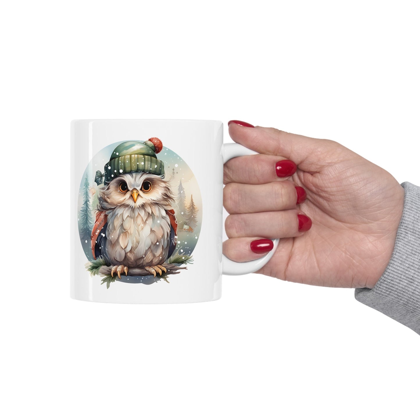 Holiday Owl Christmas Mug, Perfect Holiday Cheer Coffee Mug, Gift Mug for Christmas Spirit, Cute X-Mas mug for Family and friends