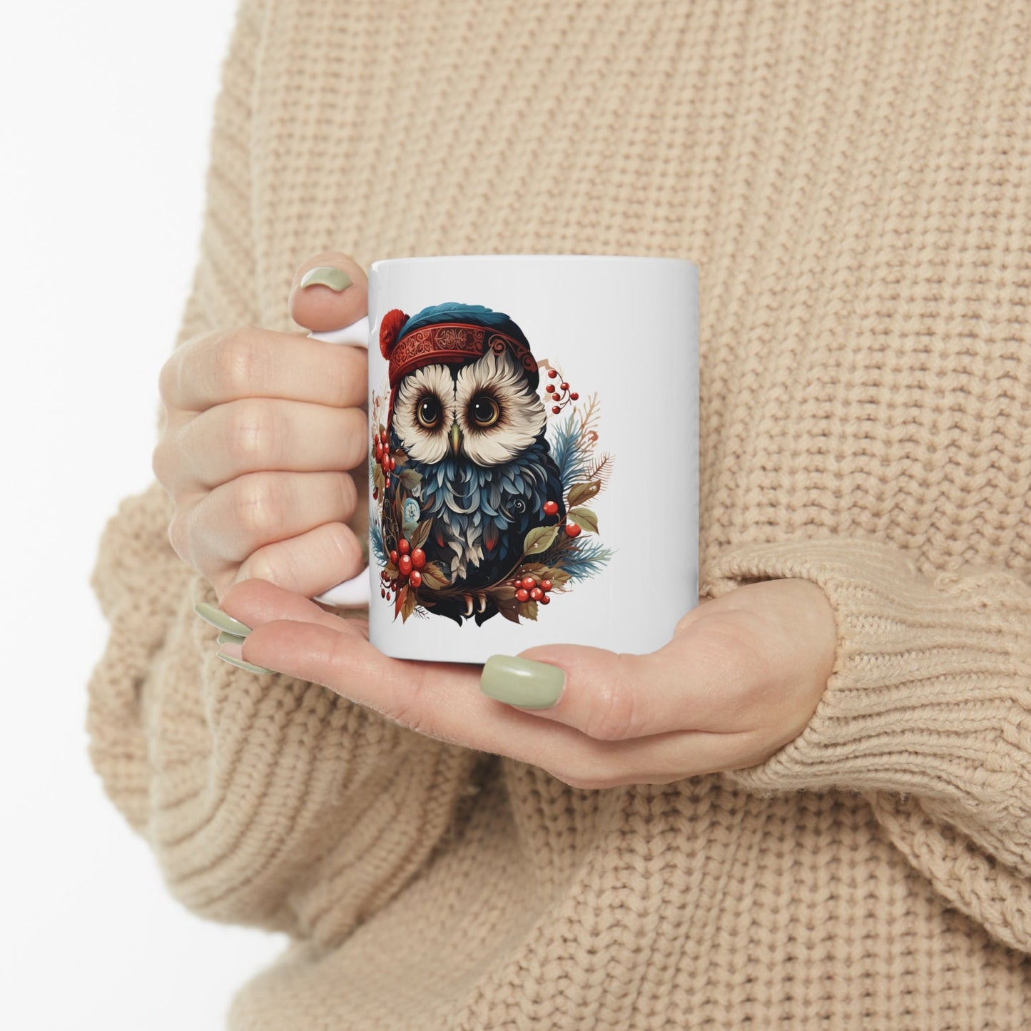 Christmas Owl Christmas Mug, Perfect Holiday Cheer Coffee Mug, Gift Mug for Christmas Spirit, Cute X-Mas mug for Family and friends