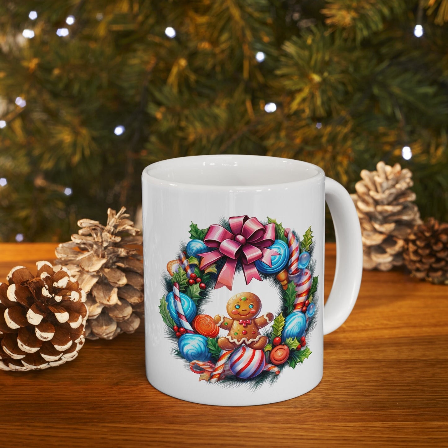 Holiday reef Gingerbread man Mug, Perfect Holiday Cheer Coffee Mug, Gift Mug for Christmas Spirit, Cute Christmas mug for Family and friends