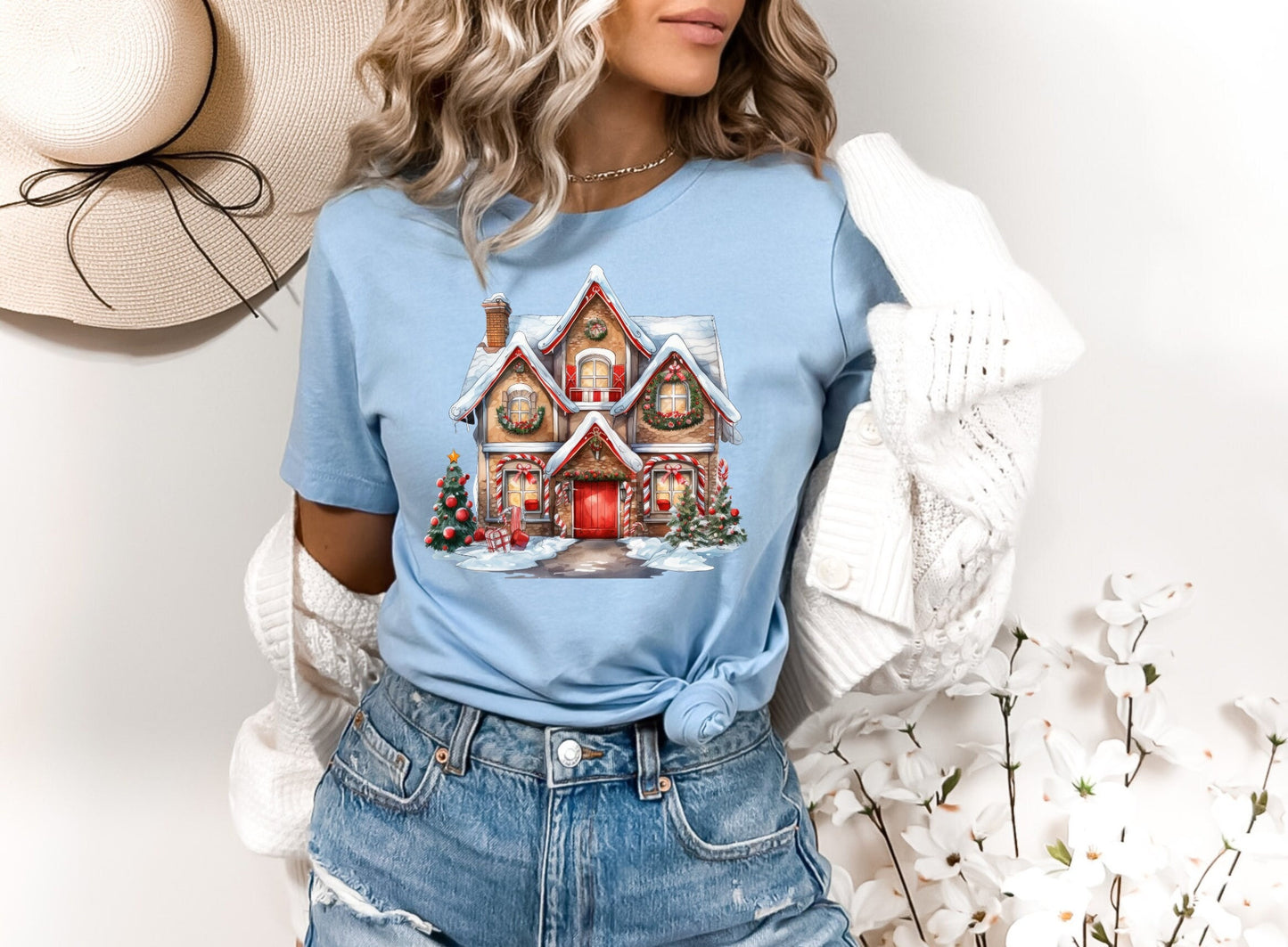 Winter Wonderland Cottage T-Shirt, Perfect Holiday Cheer Tee, Gift Shirt of Christmas Spirit, Cute Xmas Shirt for Family and friends