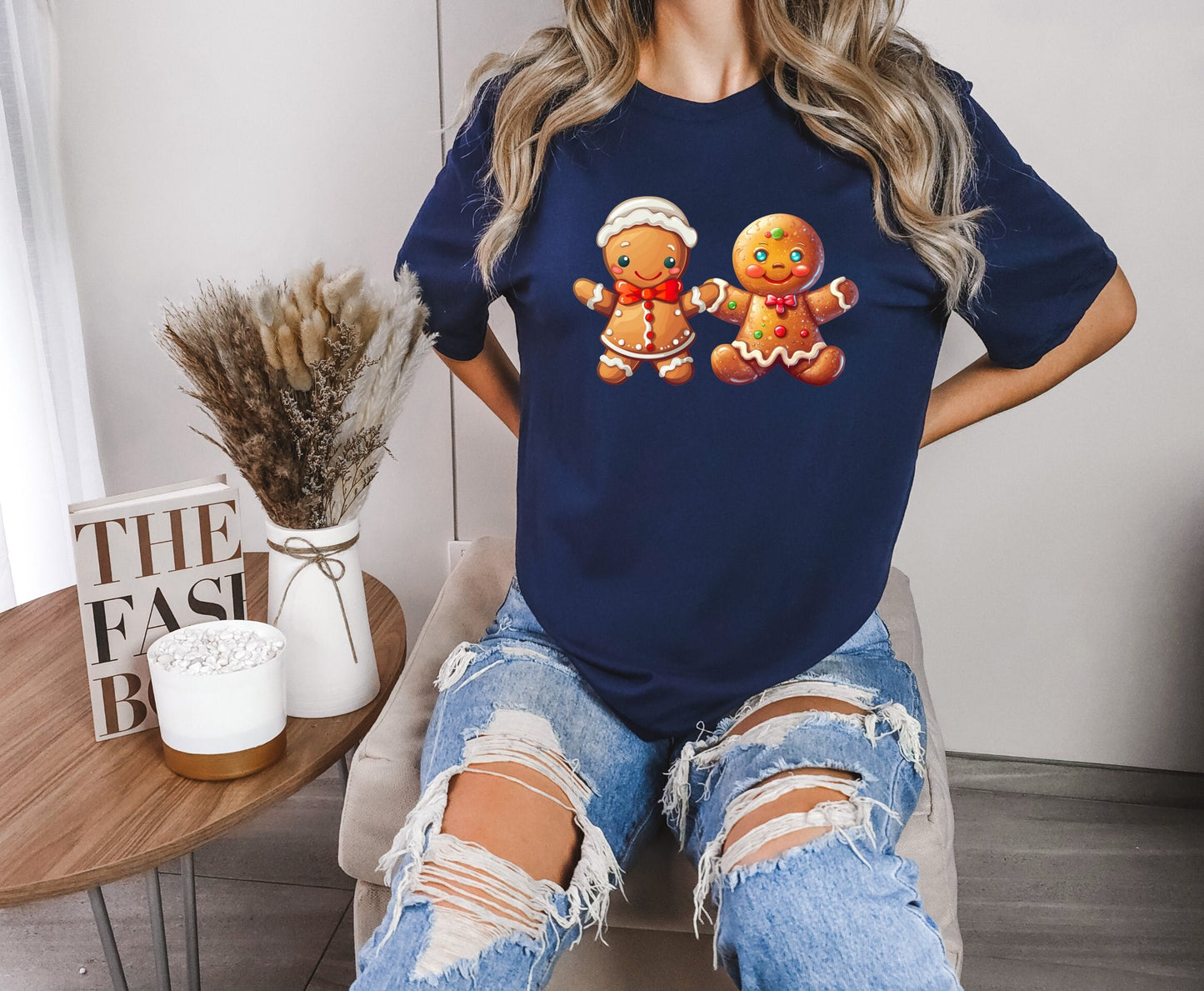 Gingerbread Man and Woman T-Shirt, Perfect Holiday Cheer Tee, Gift Shirt of Christmas Spirit, Cute Xmas Shirt for Family and friends
