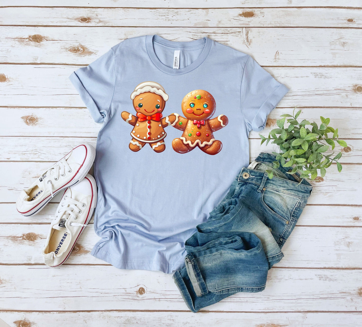Gingerbread Man and Woman T-Shirt, Perfect Holiday Cheer Tee, Gift Shirt of Christmas Spirit, Cute Xmas Shirt for Family and friends