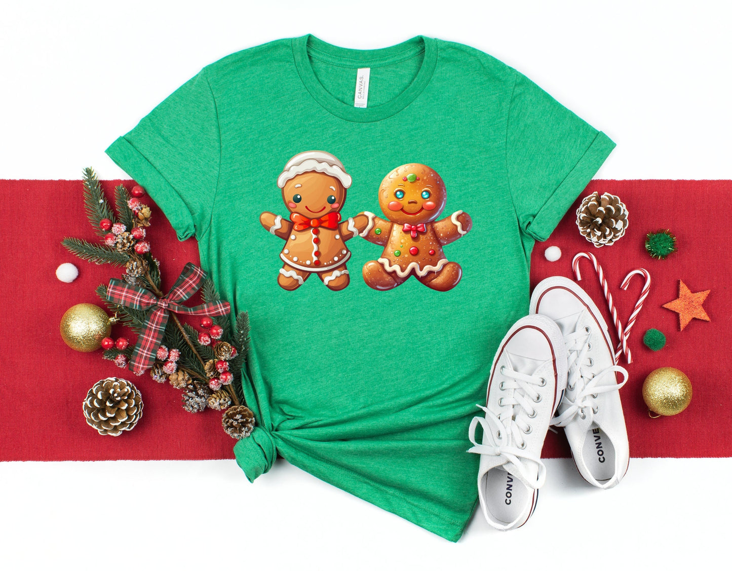 Gingerbread Man and Woman T-Shirt, Perfect Holiday Cheer Tee, Gift Shirt of Christmas Spirit, Cute Xmas Shirt for Family and friends