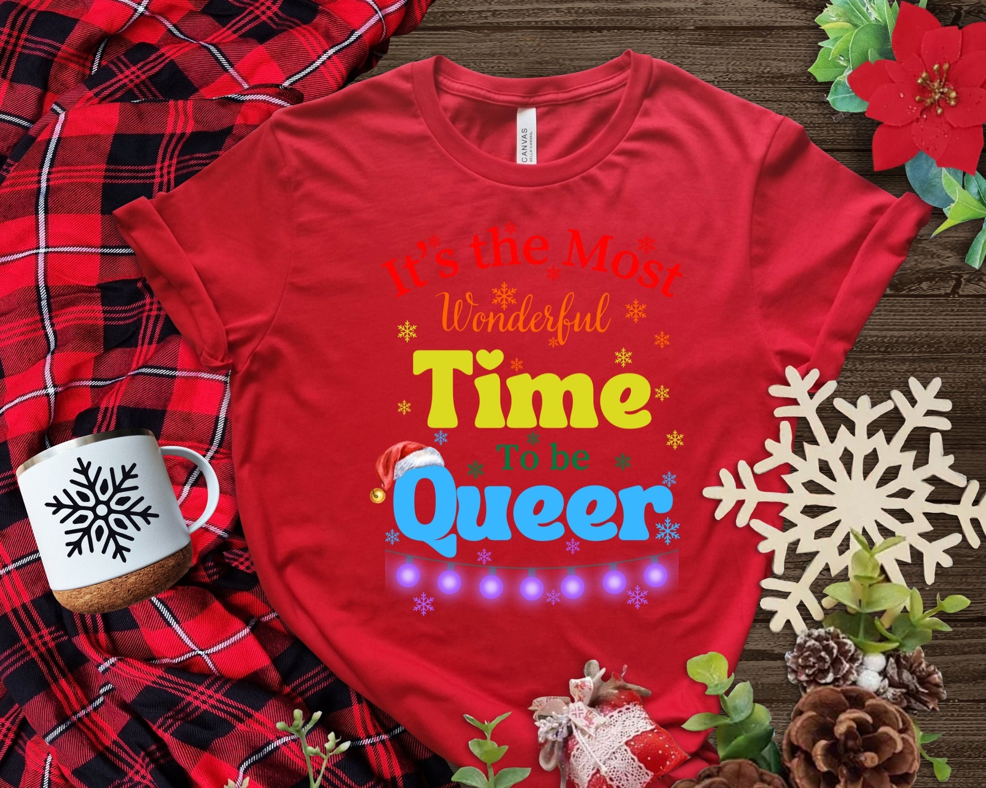 It's the Most Wonderful Time to be Queer Rainbow Christmas Shirt Makes the Perfect Gift for Friends, Family, Coworkers or yourself.  Check Out My Shop for even more Great Designs.
www.scorpiontees.etsy.com