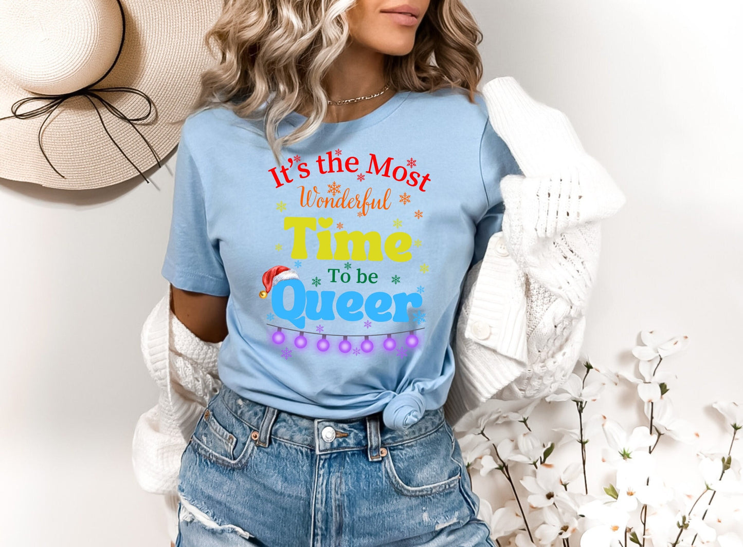 It's the Most Wonderful Time to be Queer Rainbow Christmas Shirt Makes the Perfect Gift for Friends, Family, Coworkers or yourself.  Check Out My Shop for even more Great Designs.
www.scorpiontees.etsy.com